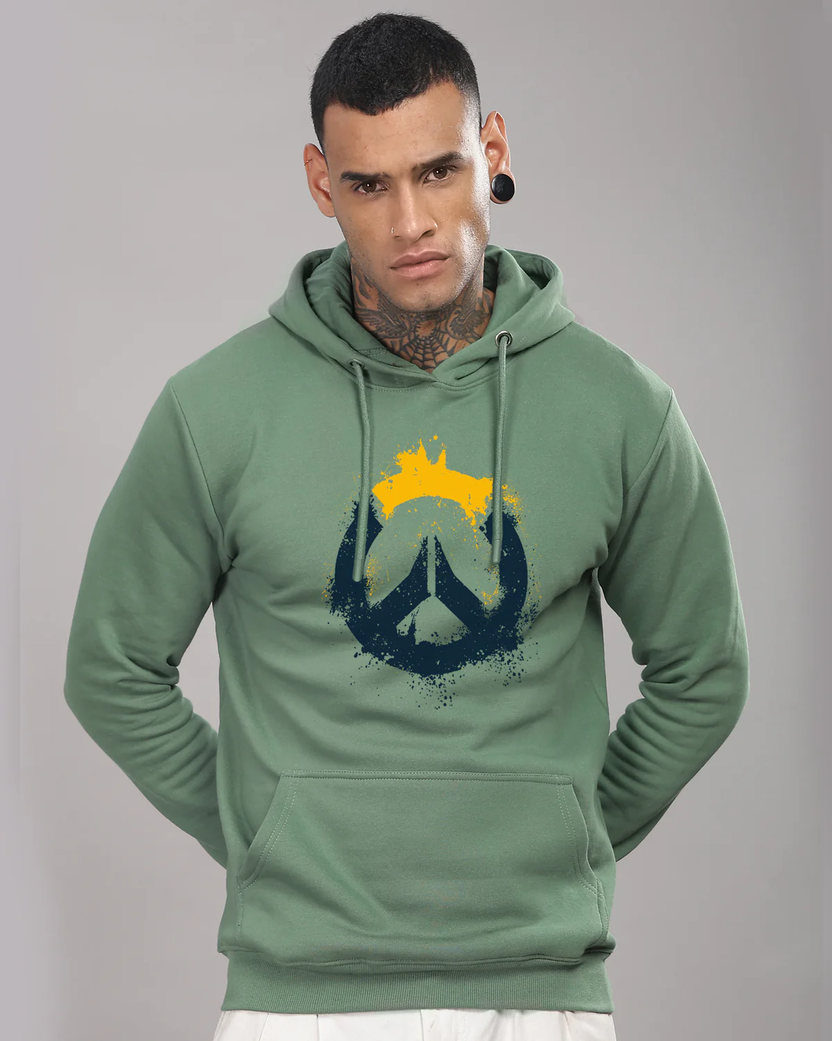 Men Green Long Lasting Printed Hoodie - Image 2