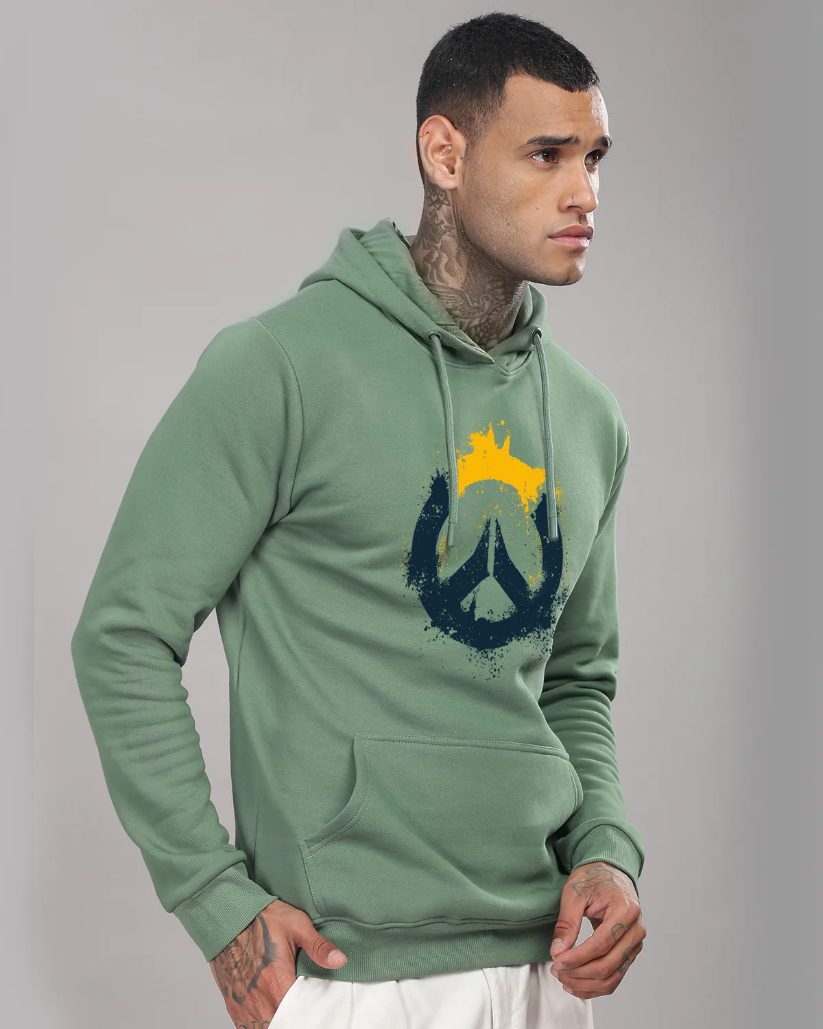 Men Green Long Lasting Printed Hoodie - Image 5