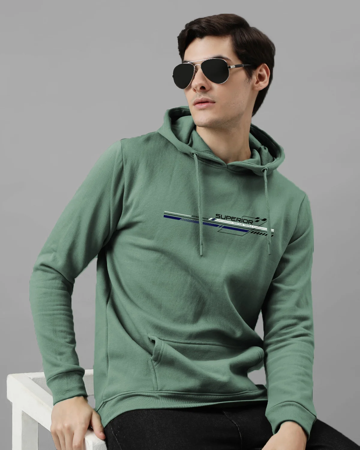 Men Green Long Lasting Printed Hoodie - Image 2