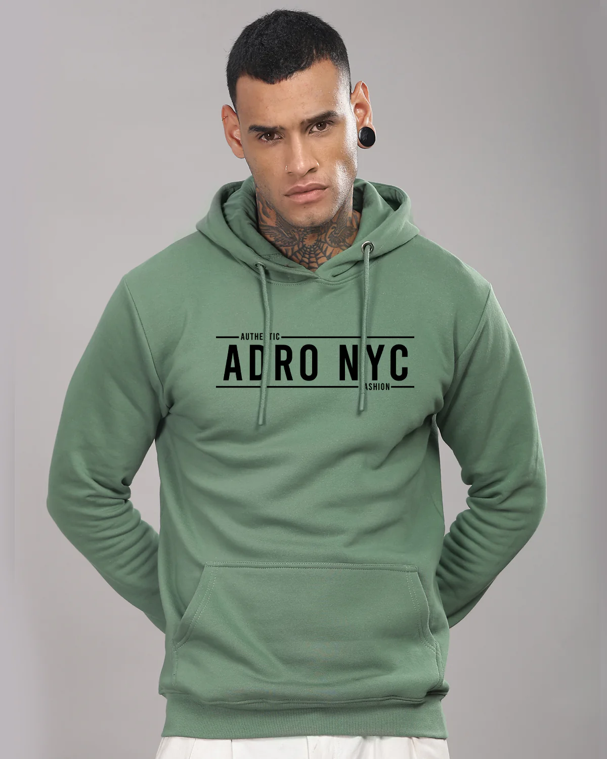 Men Green Printed Hoodie - Image 2