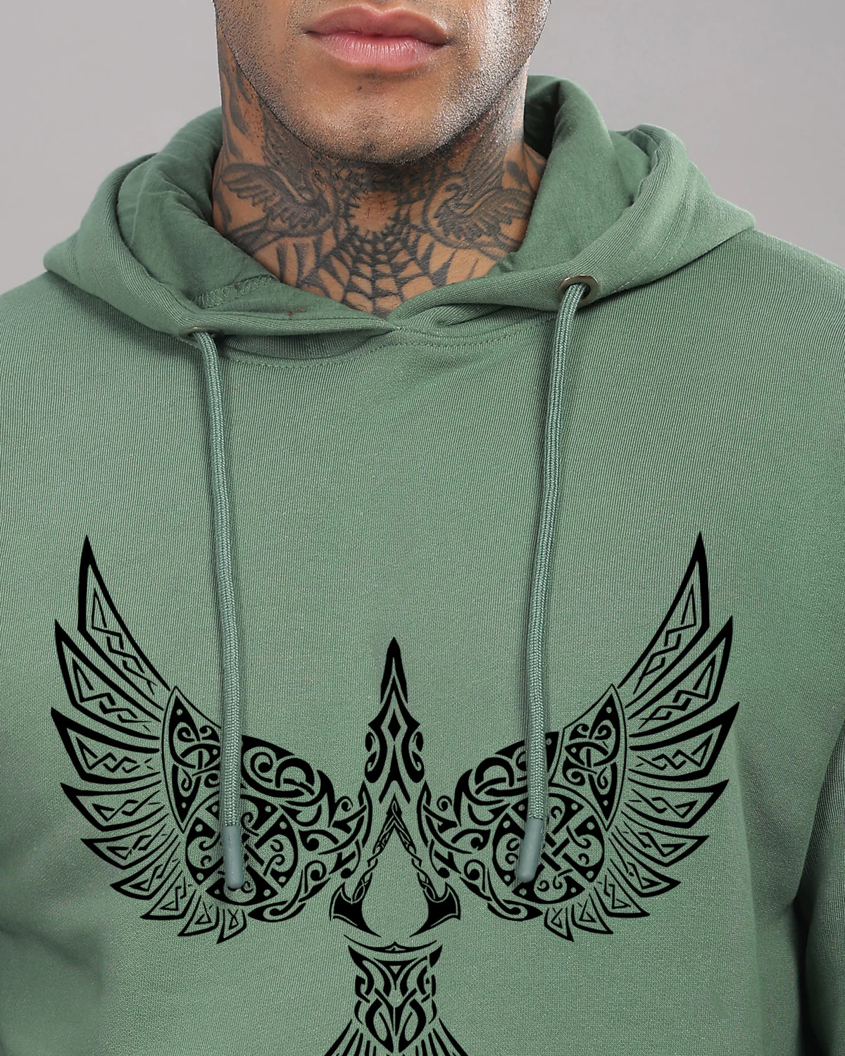 Men Green Printed Hoodie - Image 3