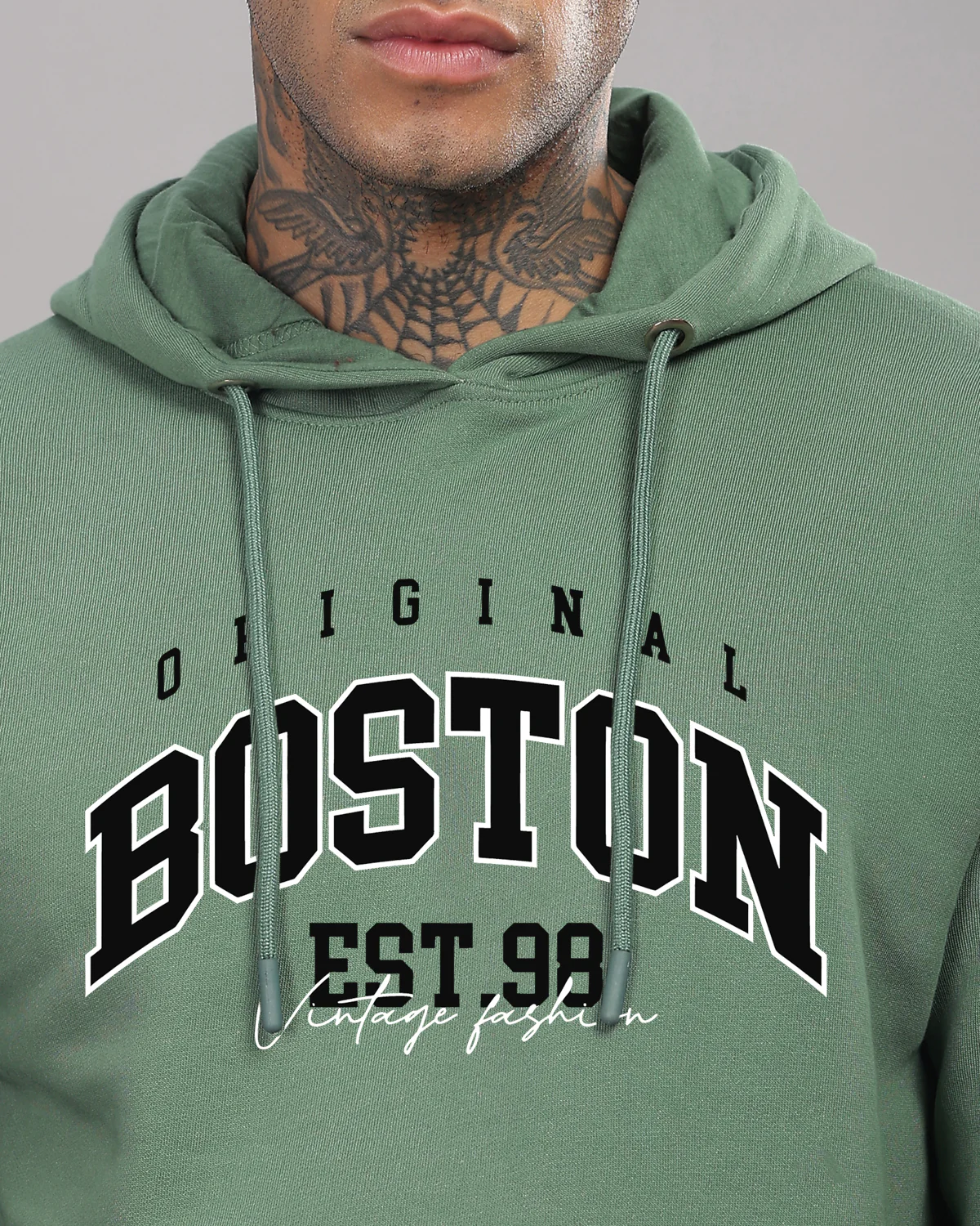 Men Green Printed Hoodie - Image 2