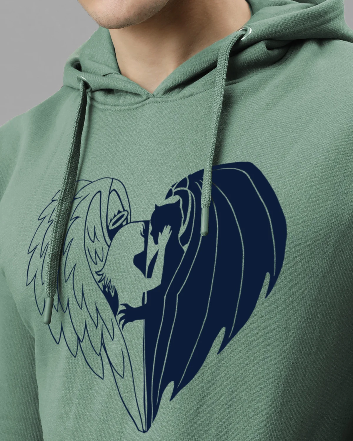 Men Green Printed Hoodie - Image 4