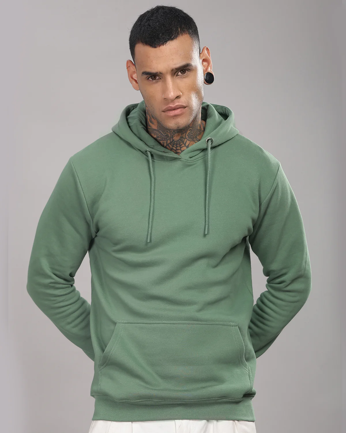 Men Green Printed Hoodie