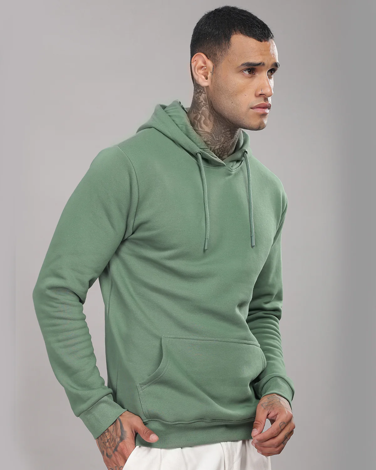Men Green Printed Hoodie - Image 3