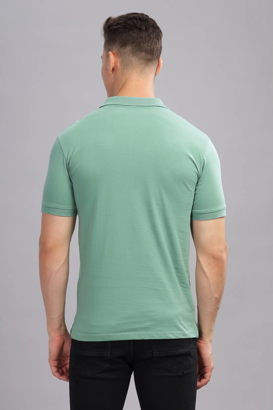 Men Green Regular Fit Polo T-Shirt - Image 3