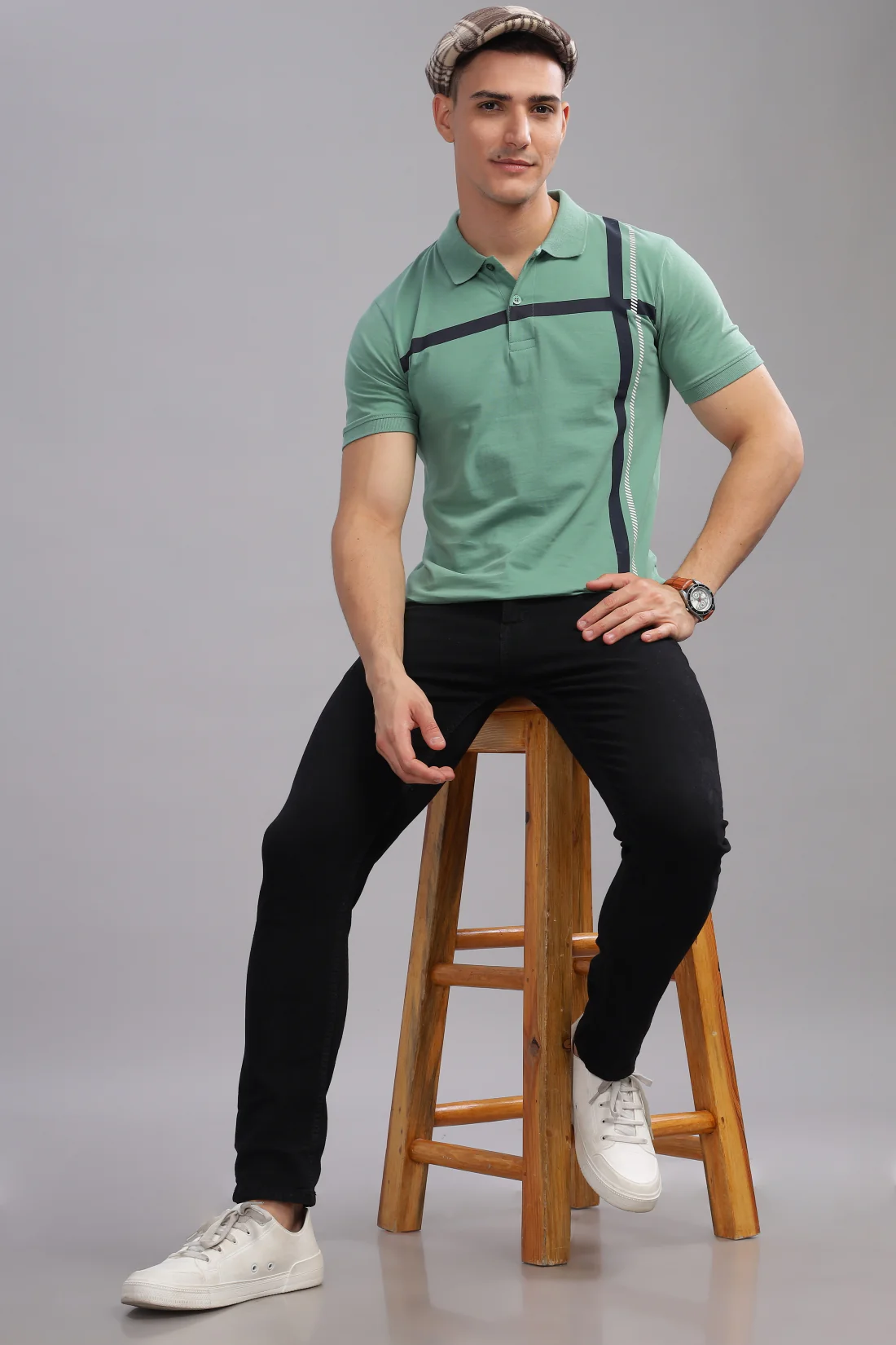 Men Green Regular Fit Polo T-Shirt - Image 7
