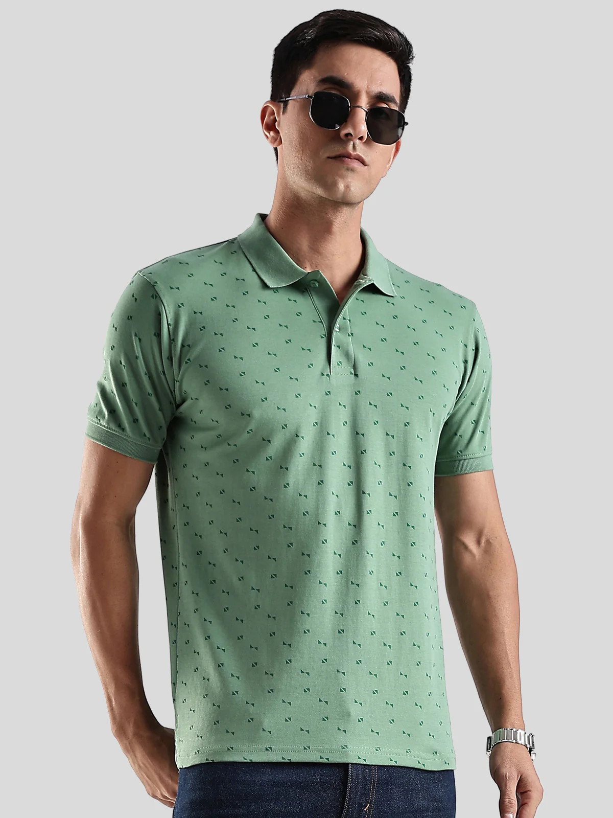 Men Green Regular Fit Polo T-Shirt