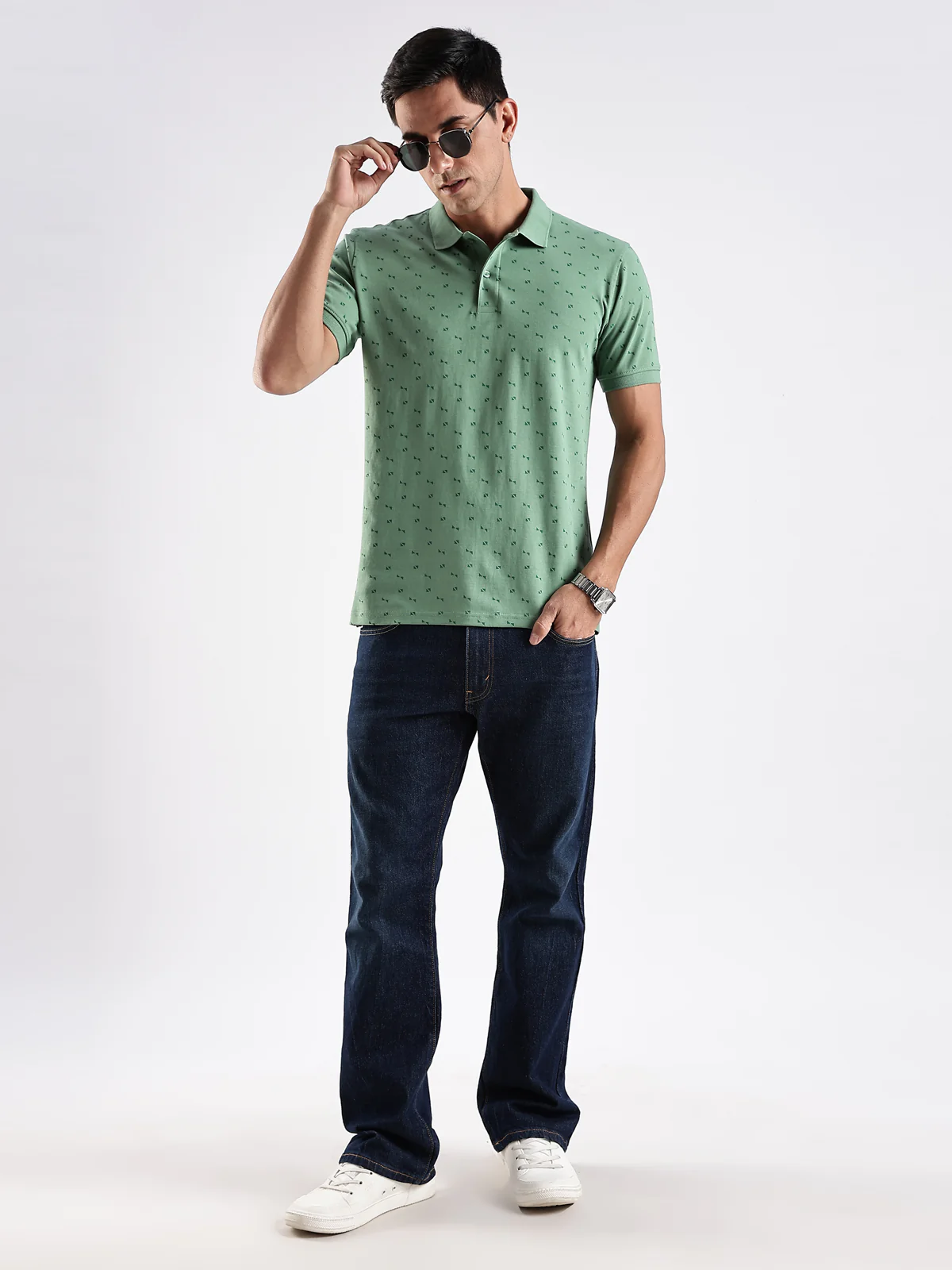 Men Green Regular Fit Polo T-Shirt - Image 5