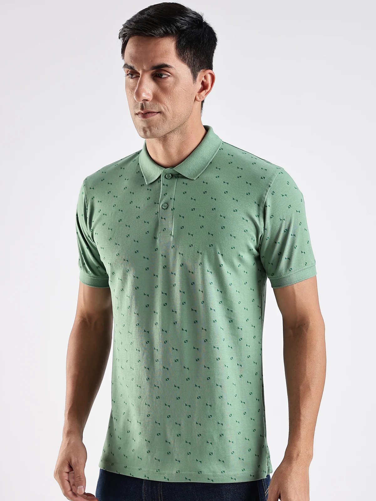 Men Green Regular Fit Polo T-Shirt - Image 7