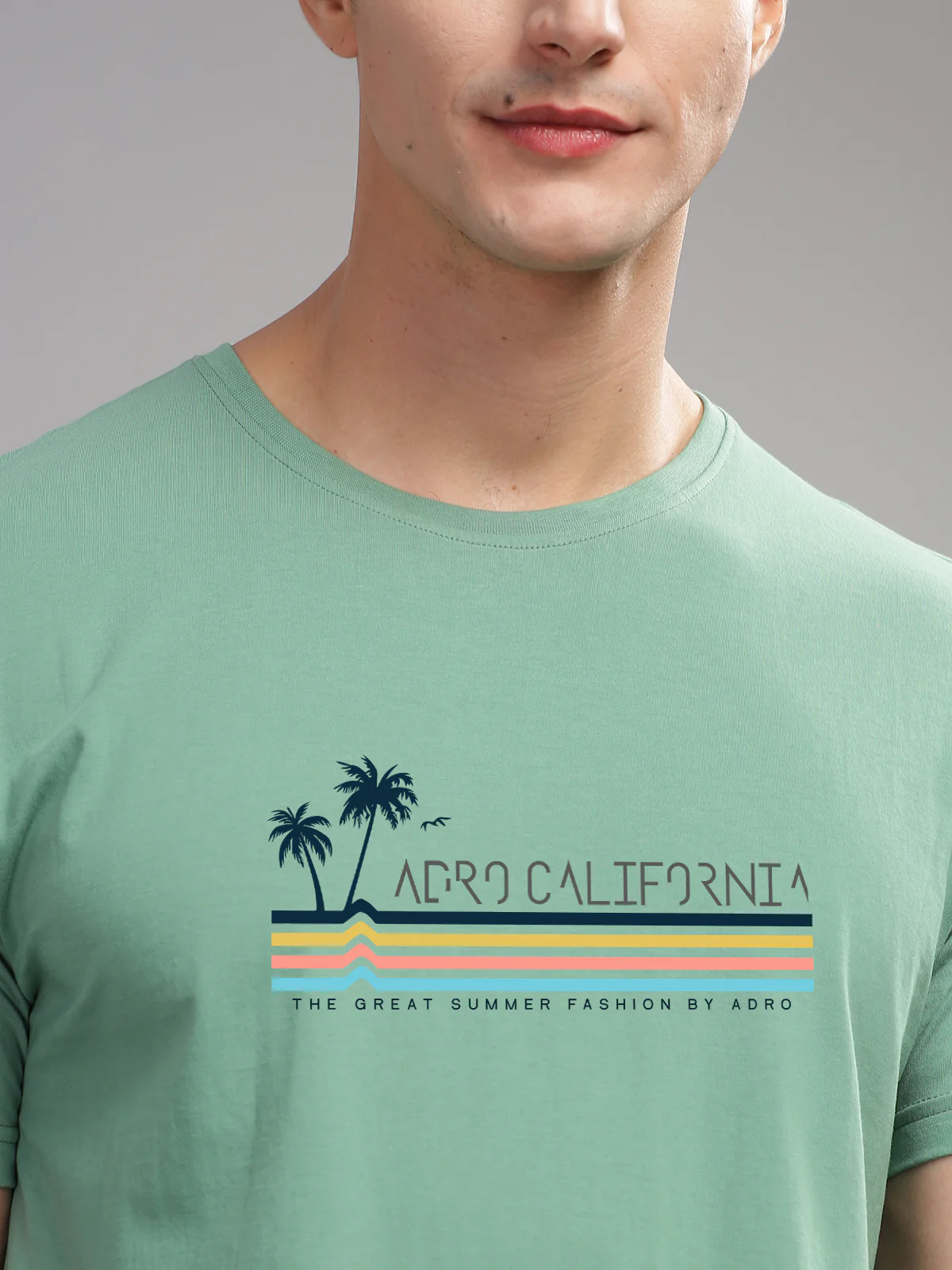 Men Green Round Neck T Shirt - Image 2