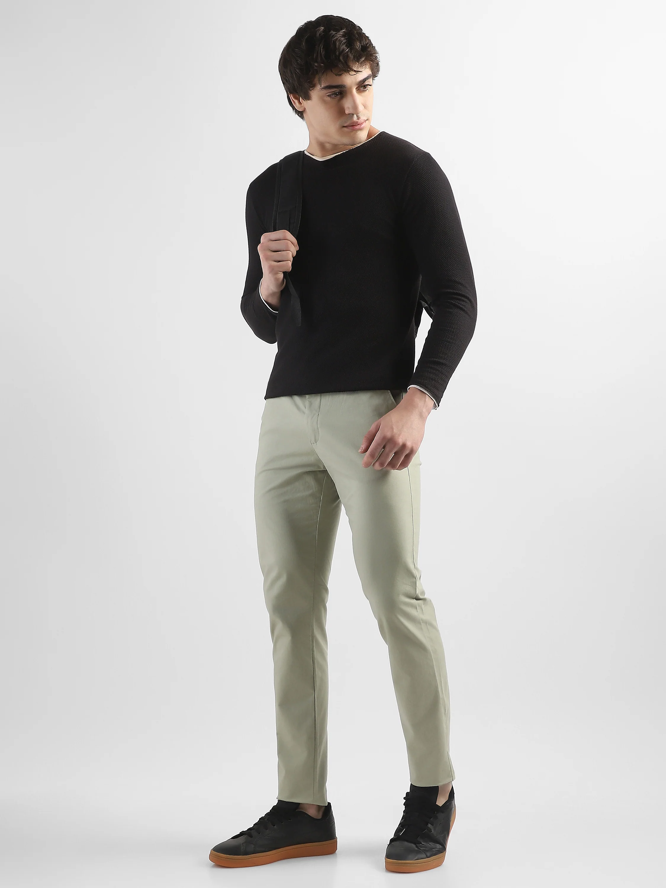 Men Pistacho Green Slim Fit Mid Rise Formal Trouser - Image 2