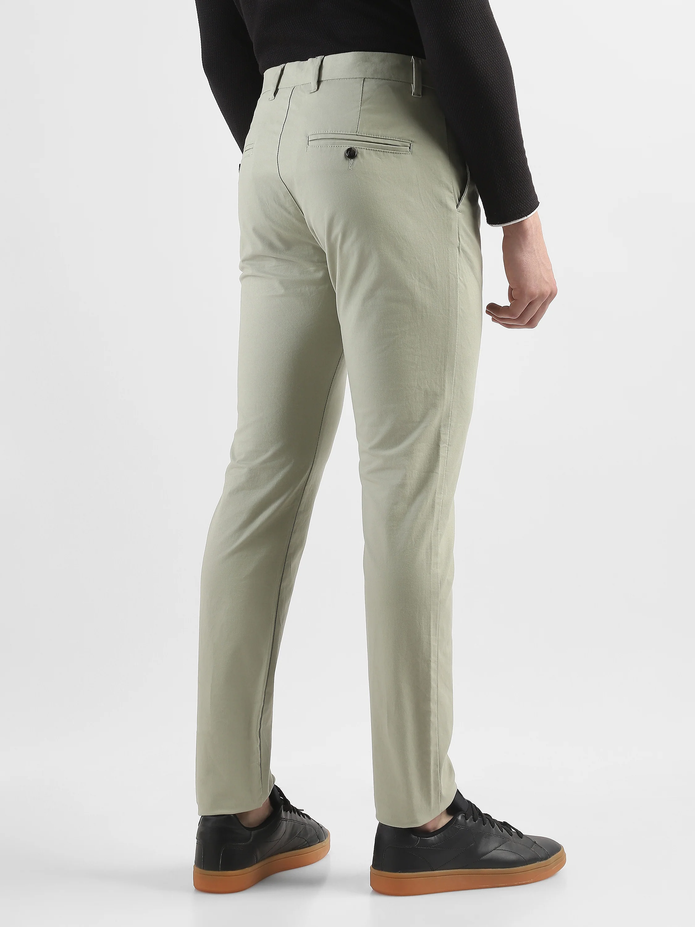 Men Pistacho Green Slim Fit Mid Rise Formal Trouser - Image 4