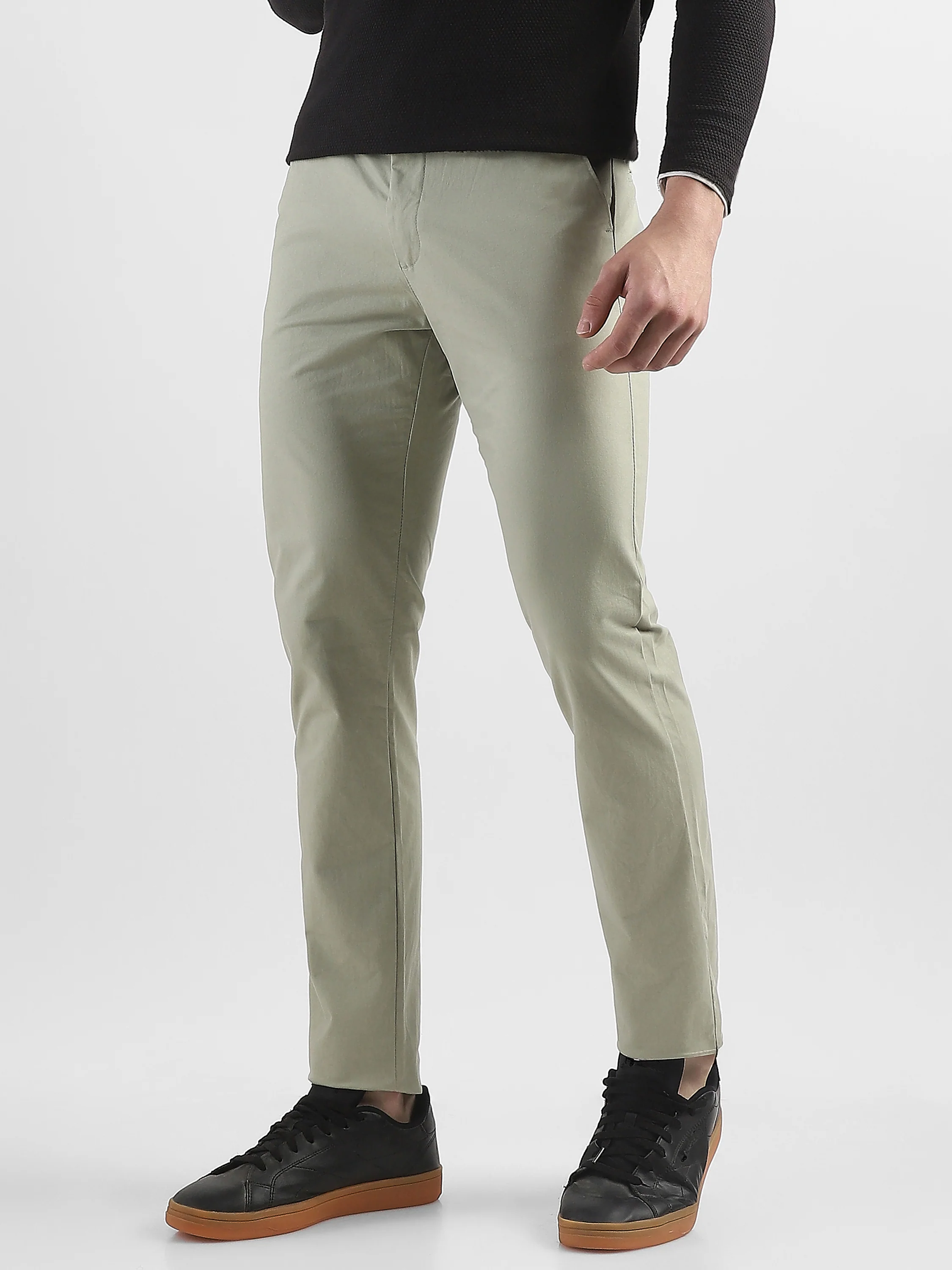 Men Pistacho Green Slim Fit Mid Rise Formal Trouser - Image 7