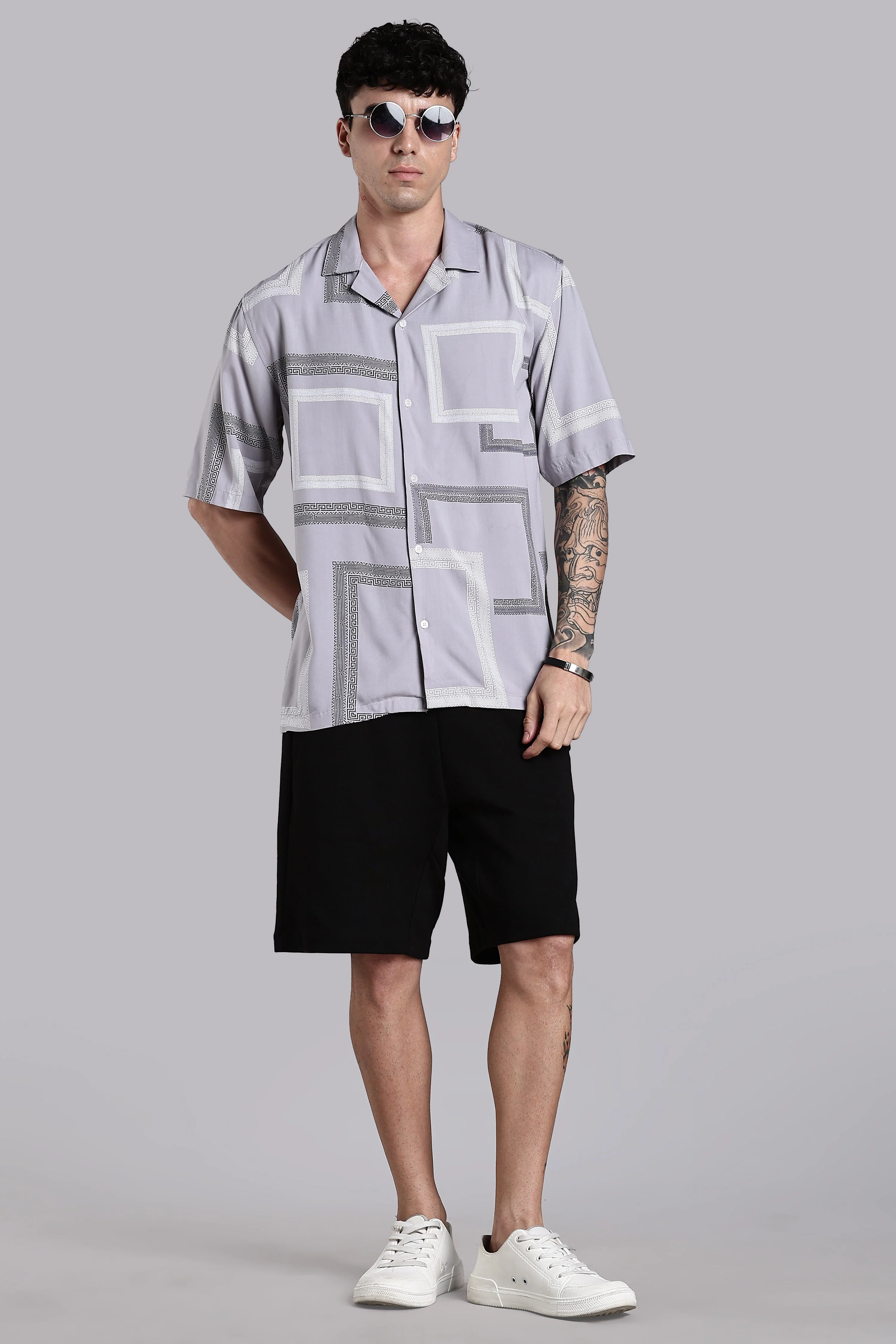 Men Plain Blue Linen Blend Shorts - Image 7