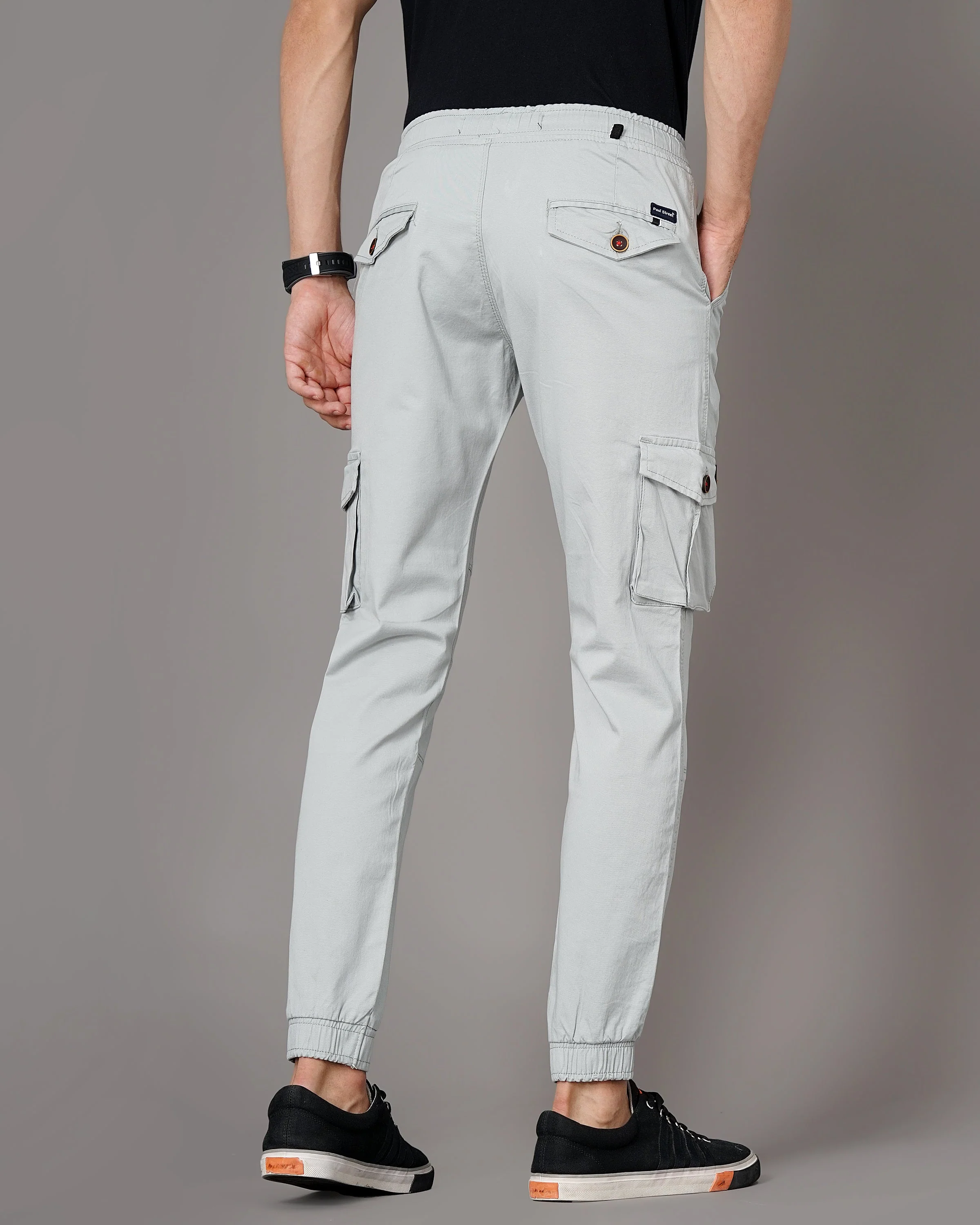Men Plain Grey Cargo Pant - Image 3
