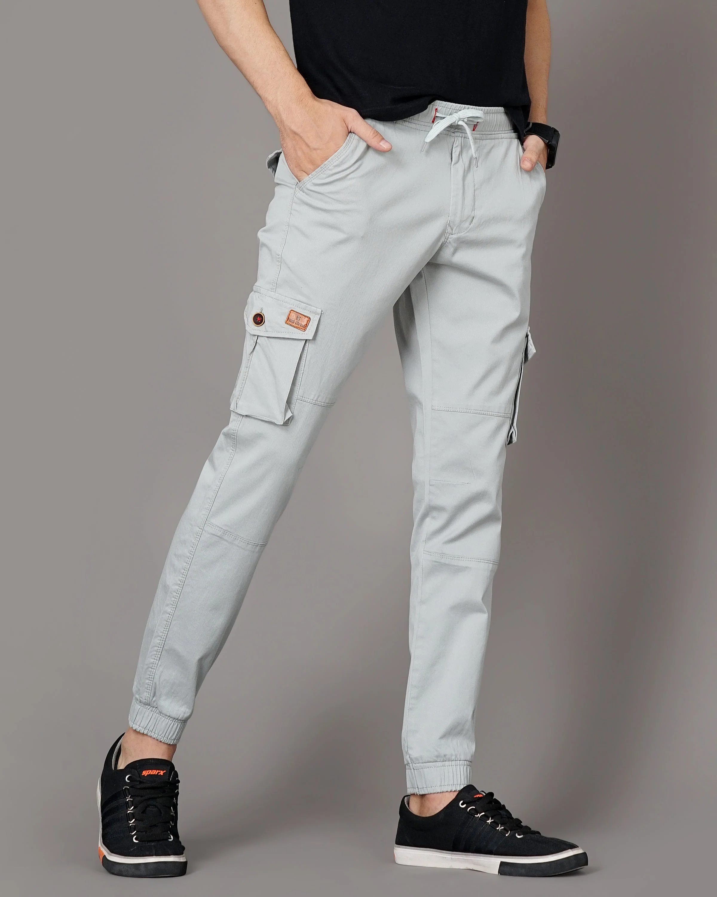 Men Plain Grey Cargo Pant - Image 4