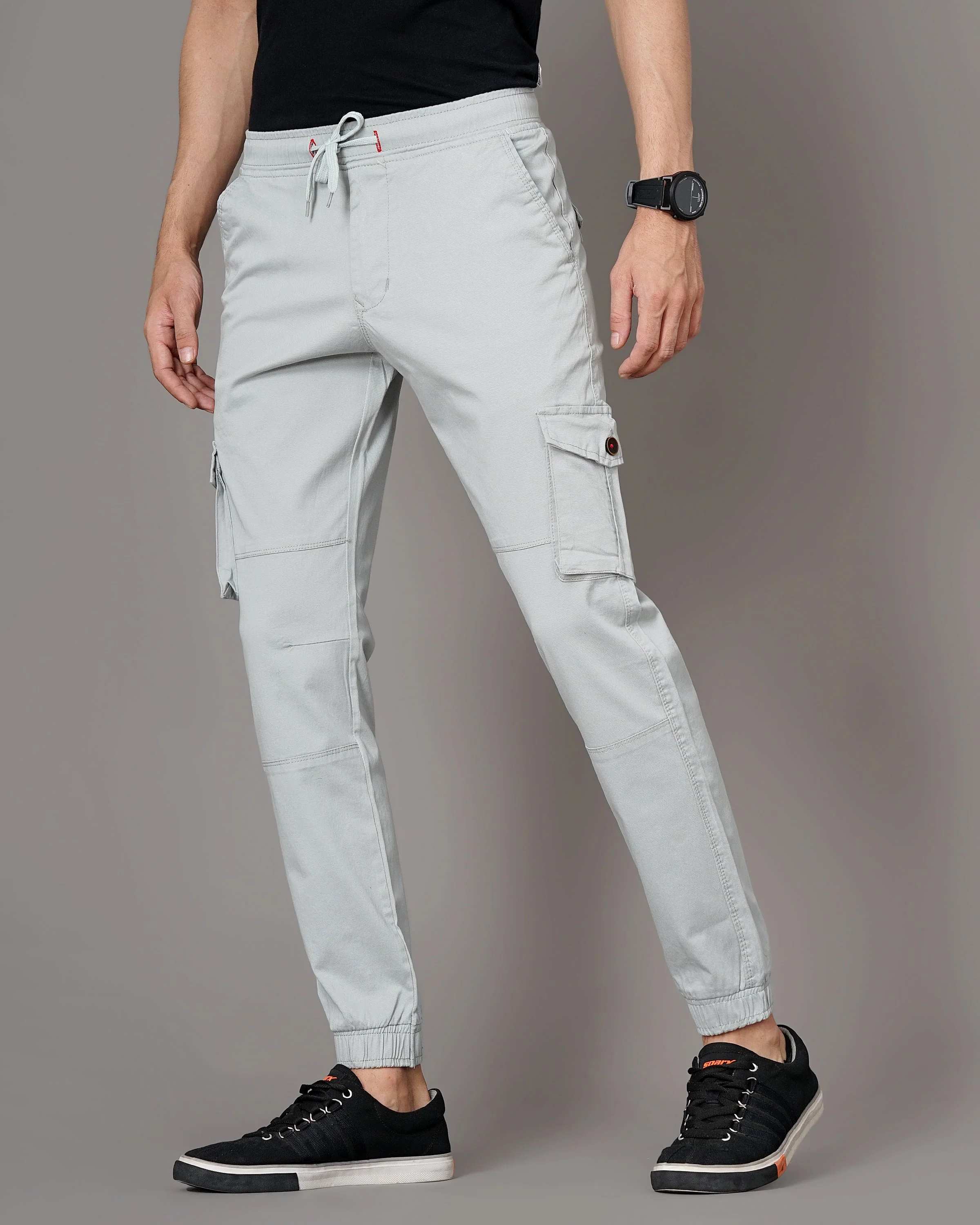 Men Plain Grey Cargo Pant - Image 6