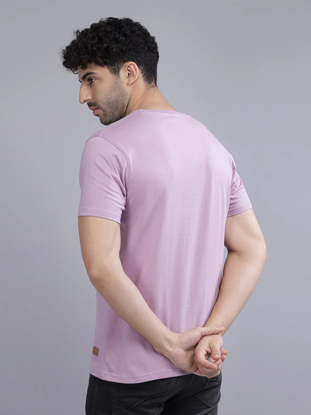 Men Plain Mauve T-Shirt - Image 3