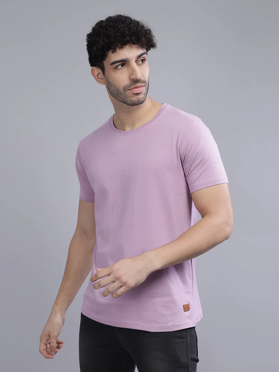 Men Plain Mauve T-Shirt - Image 4