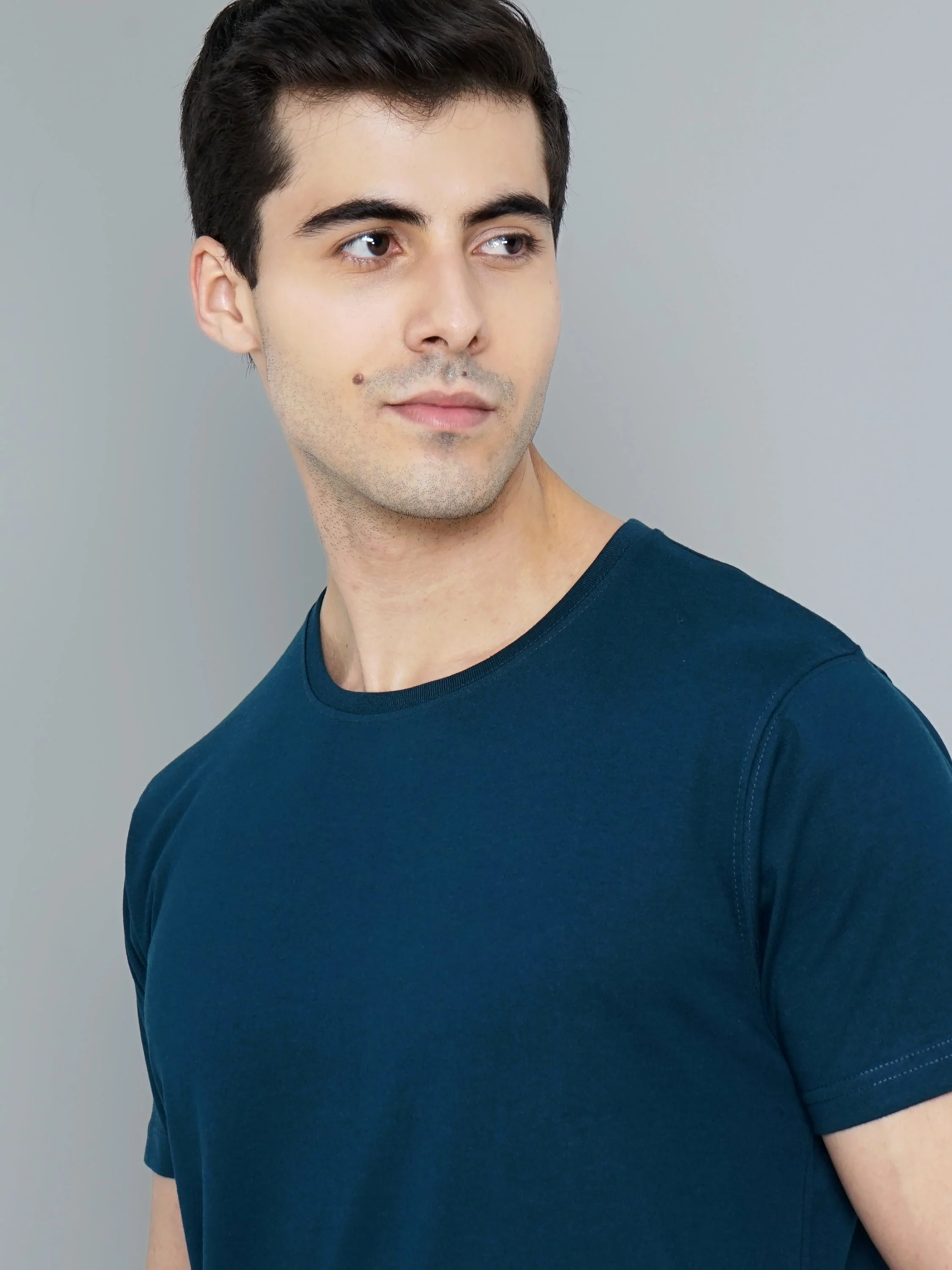 Men Plain Teal T-Shirt - Image 2