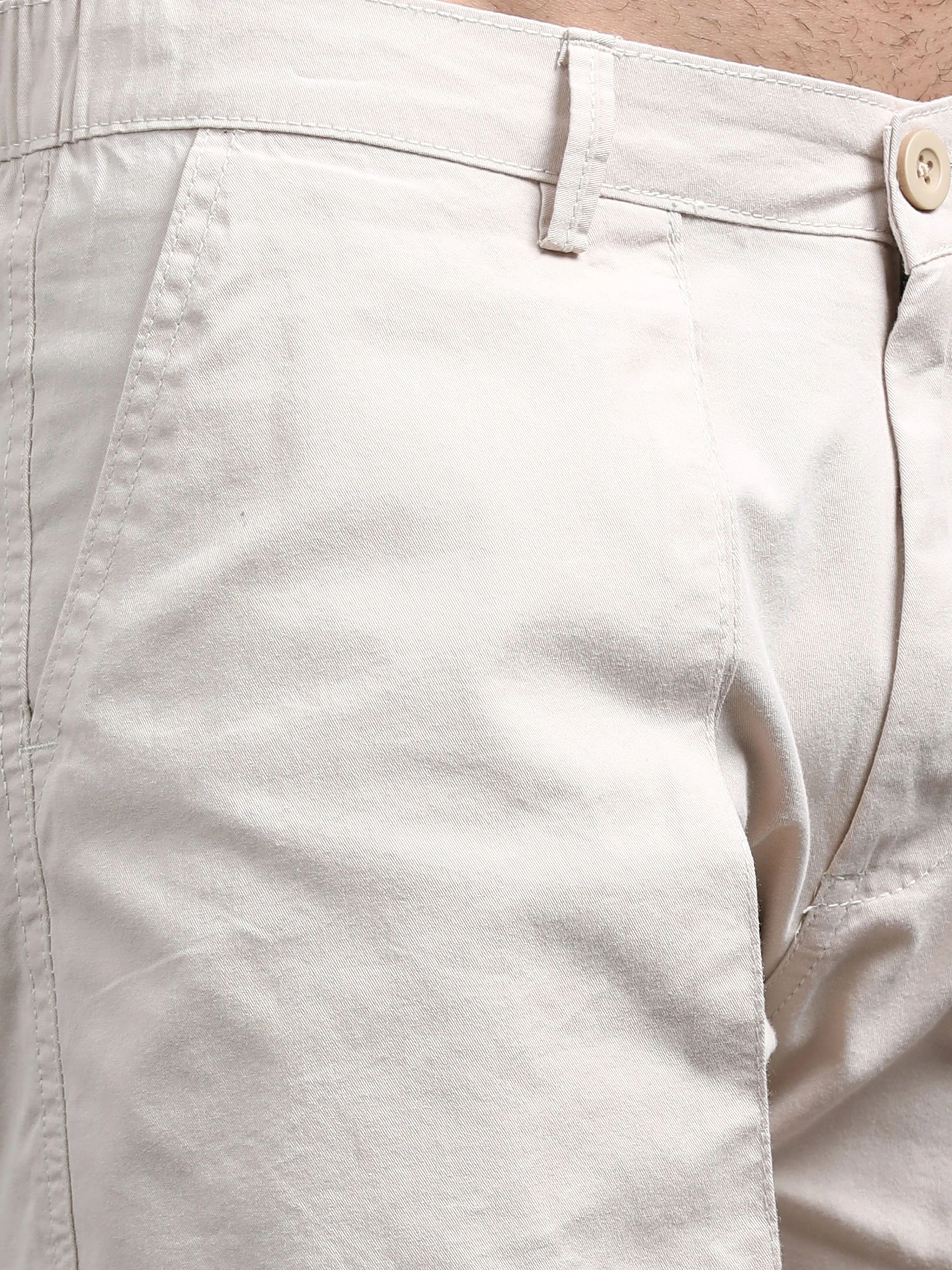 Men Pockit Beige Shorts - Image 4