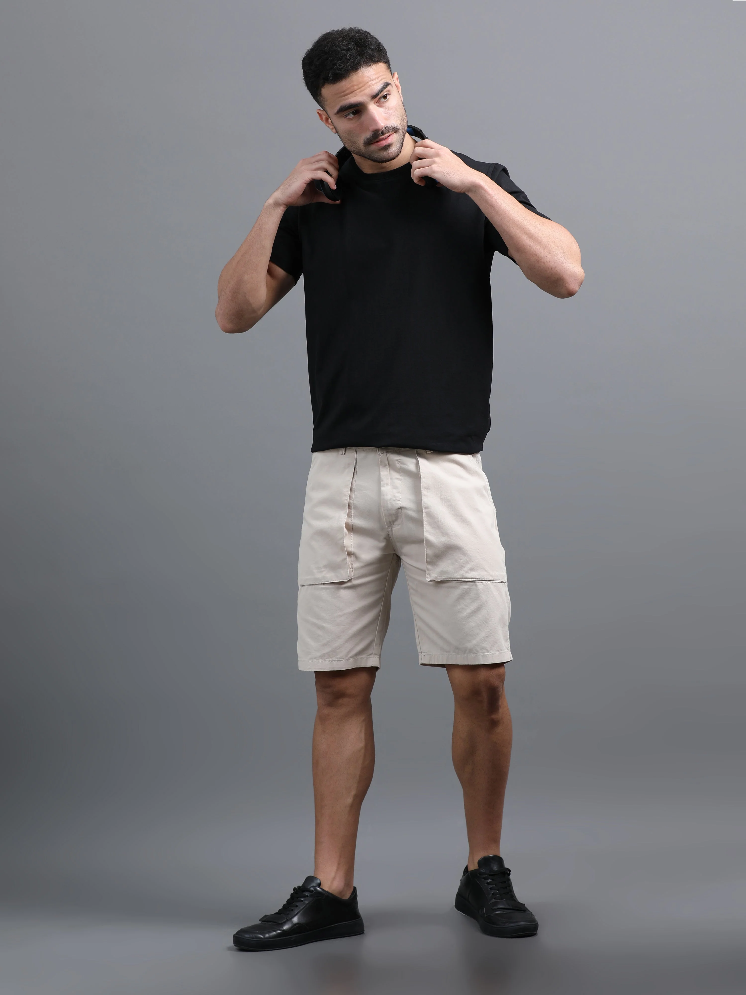 Men Pockit Beige Shorts - Image 6