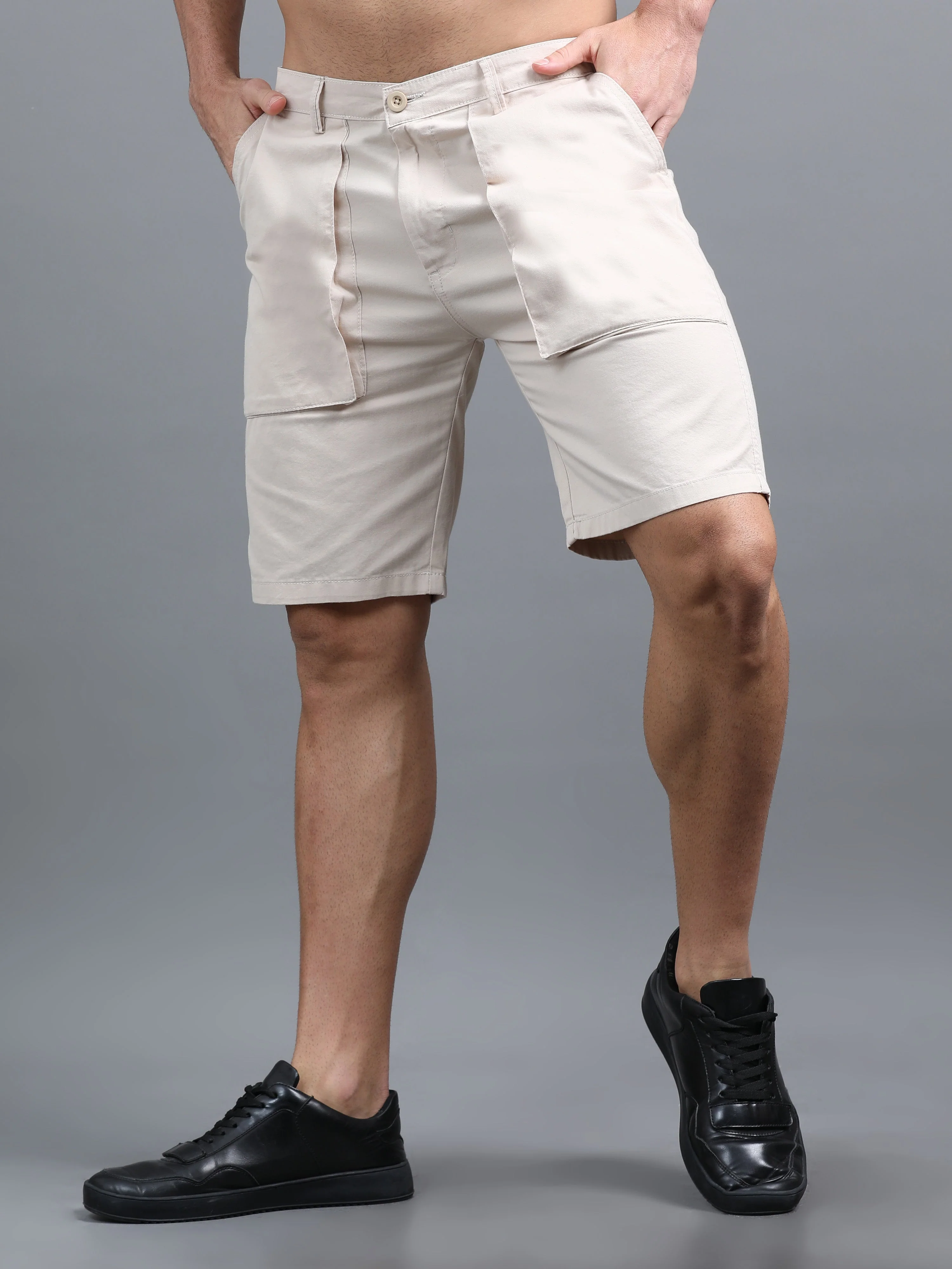Men Pockit Beige Shorts - Image 7