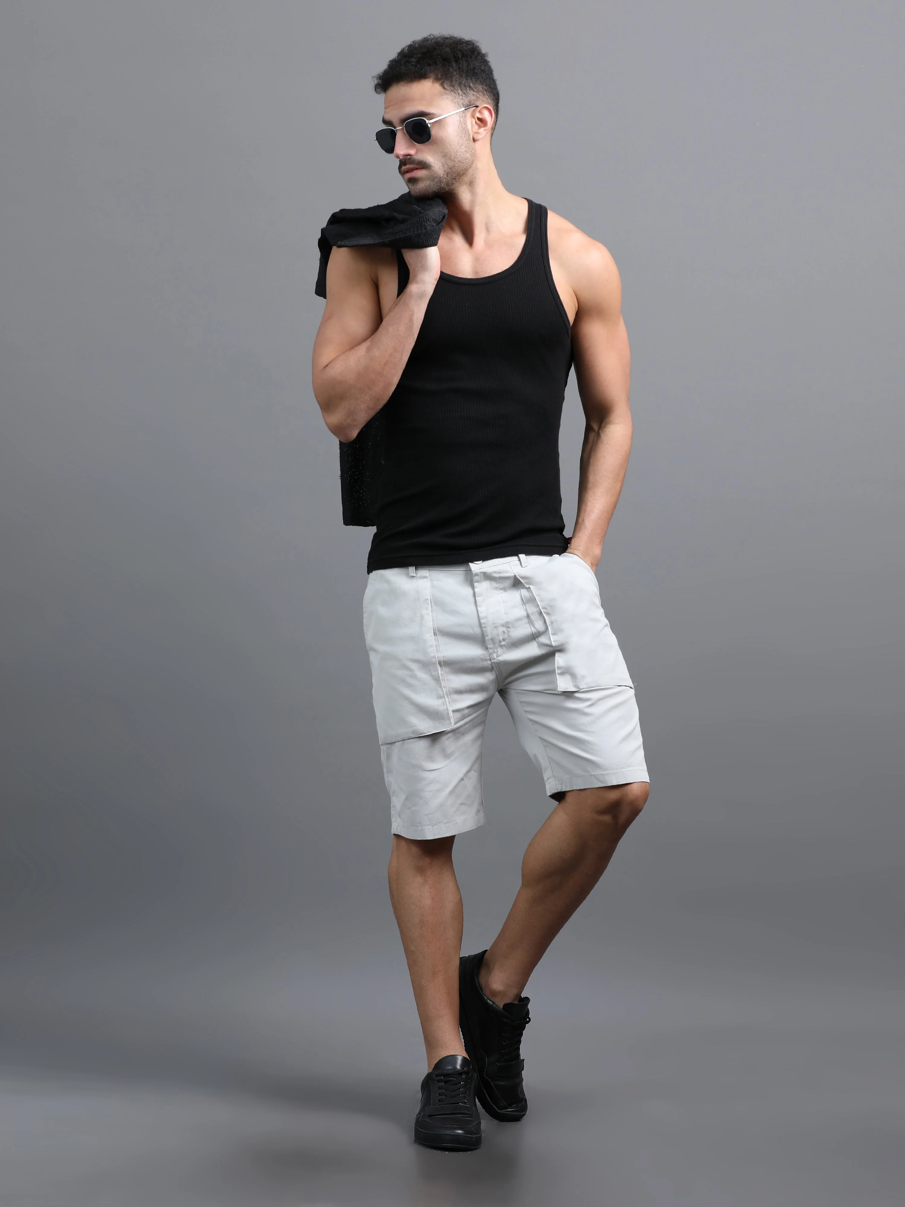 Men Pockit Grey Shorts - Image 5