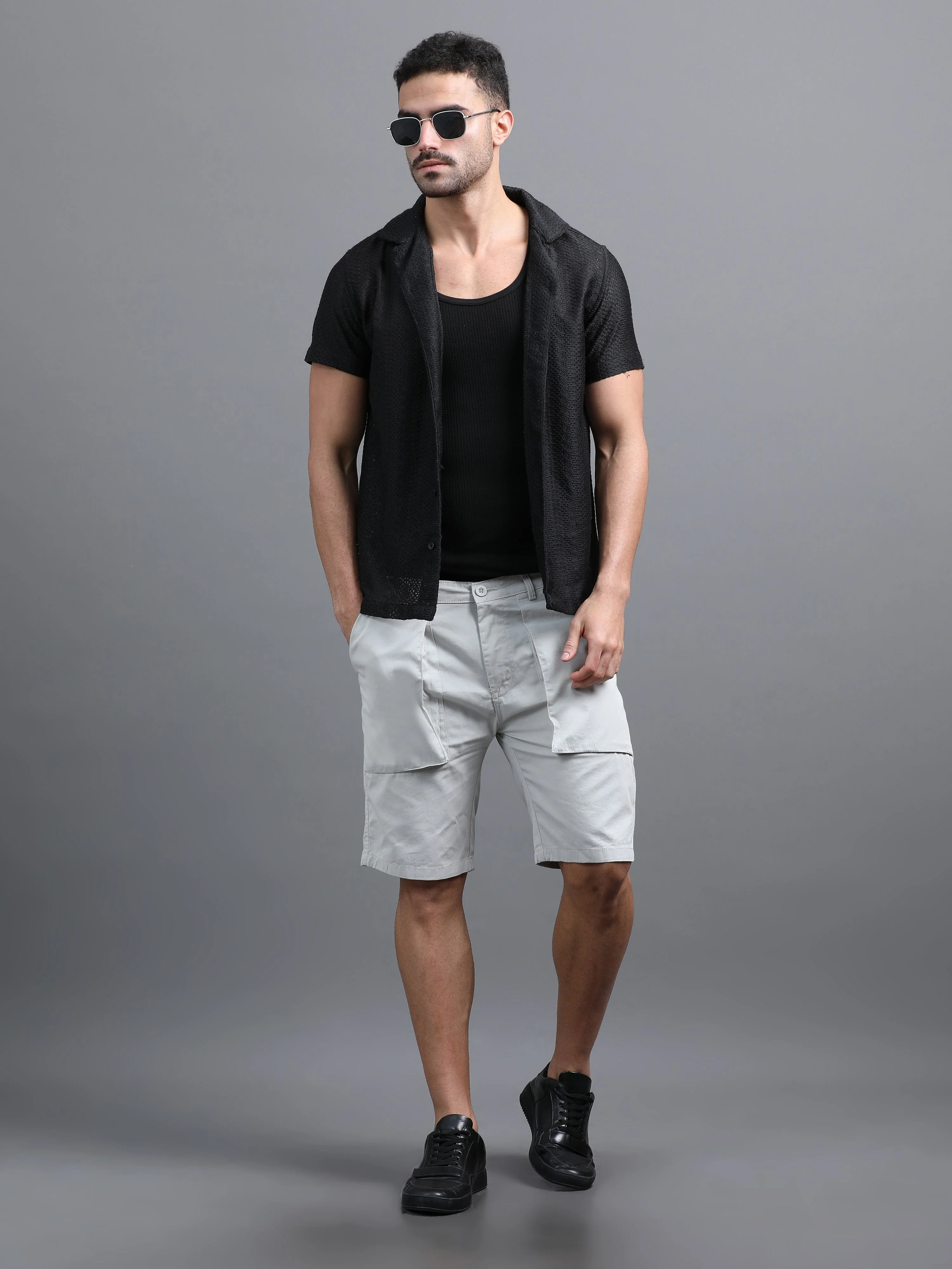 Men Pockit Grey Shorts - Image 6