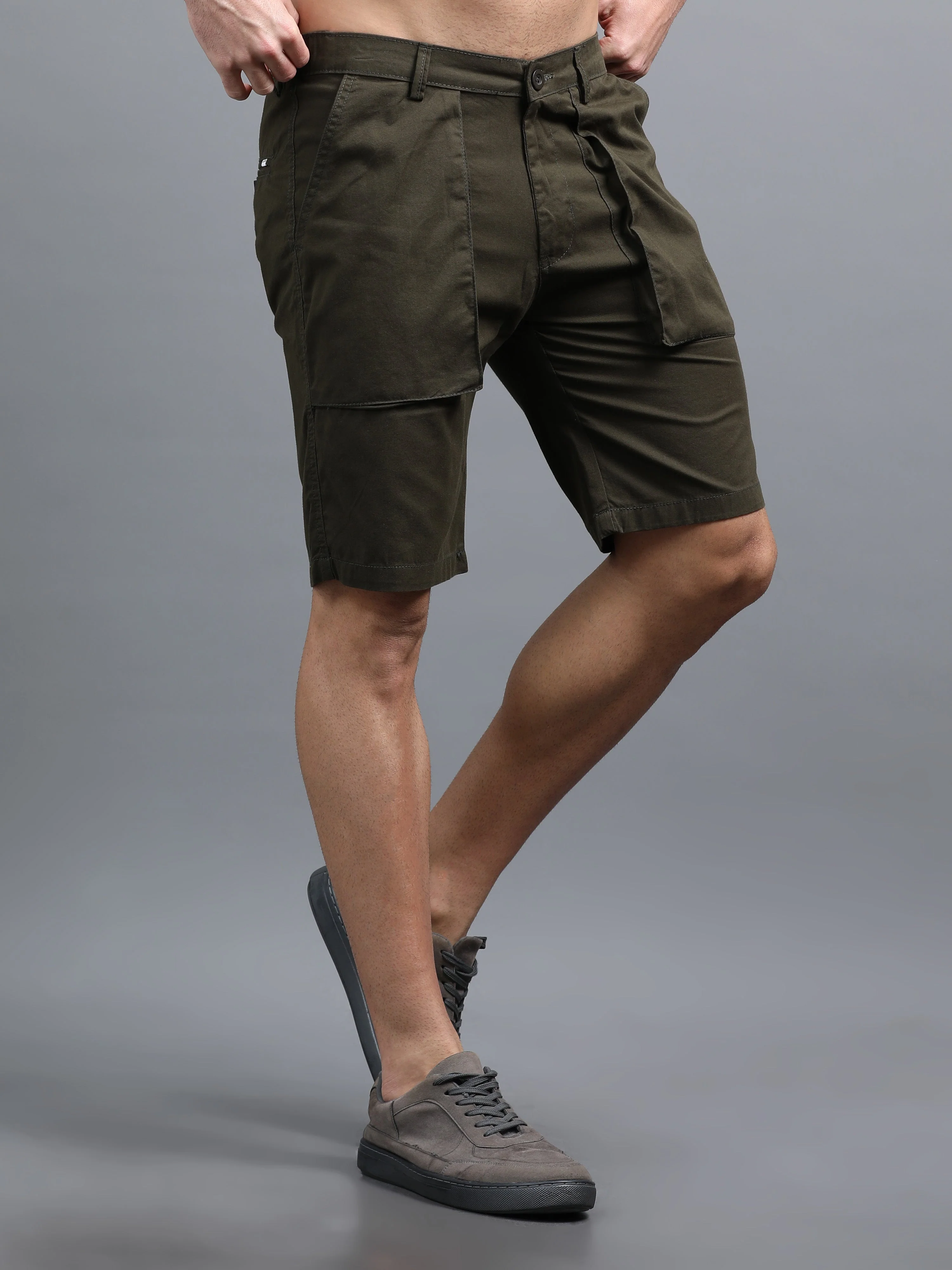 Men Pockit Olive Shorts - Image 3