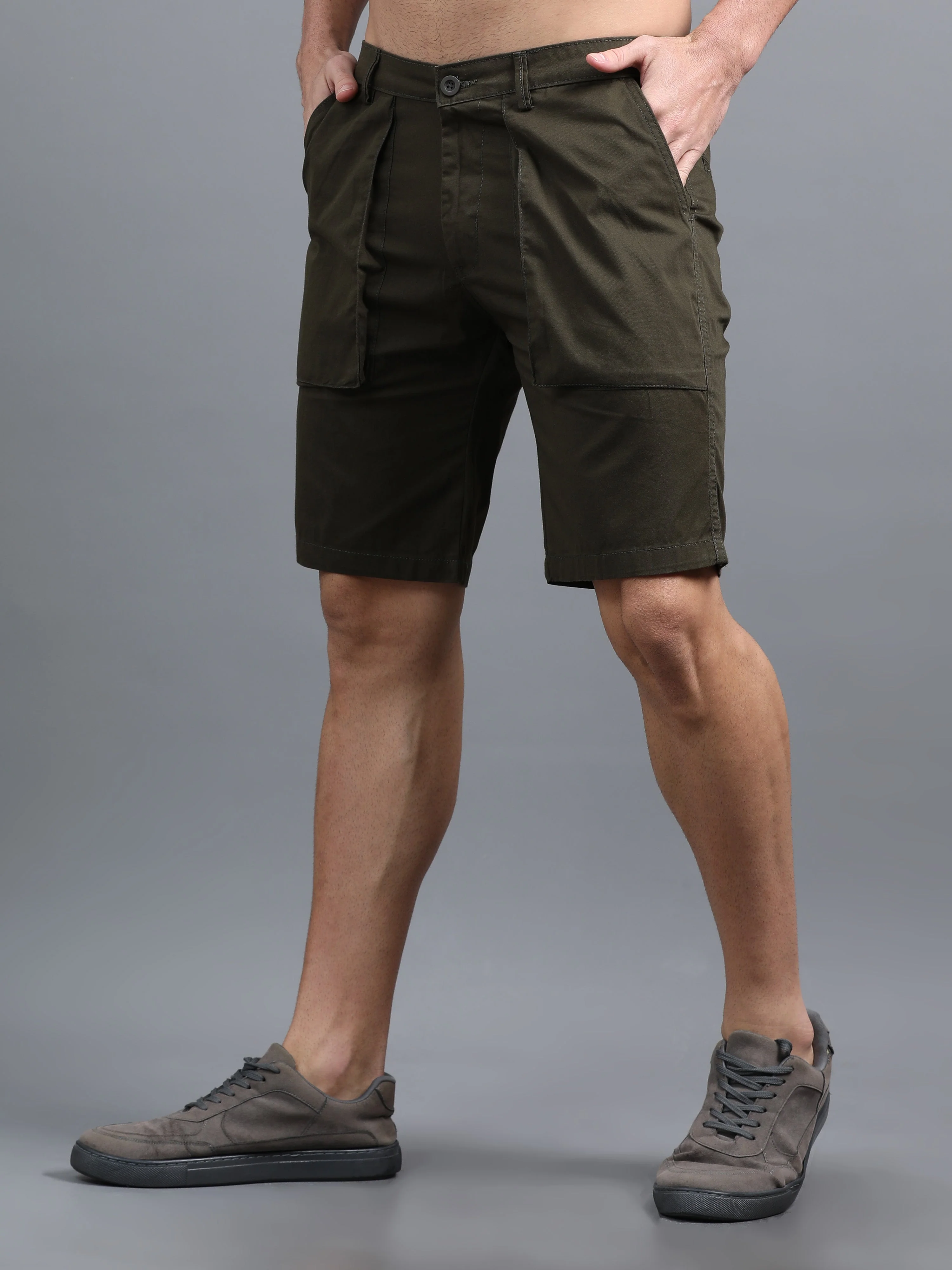 Men Pockit Olive Shorts - Image 7