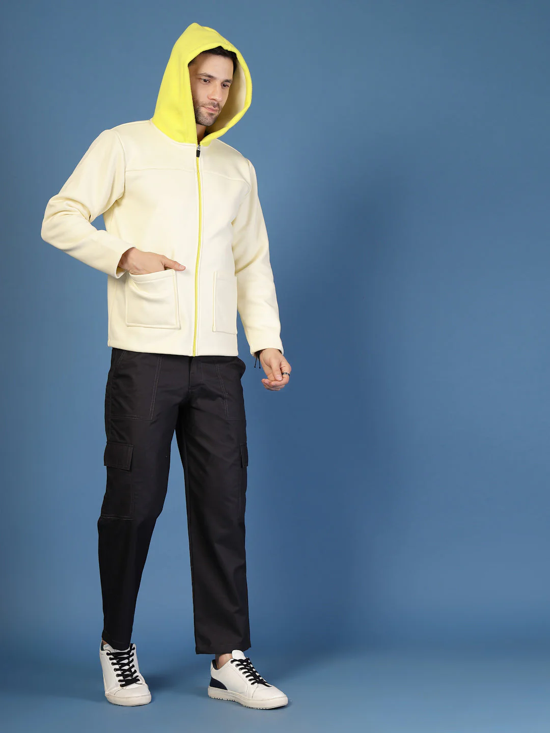 Men Polar Fleece Zipper Hooded Jacket - Image 2