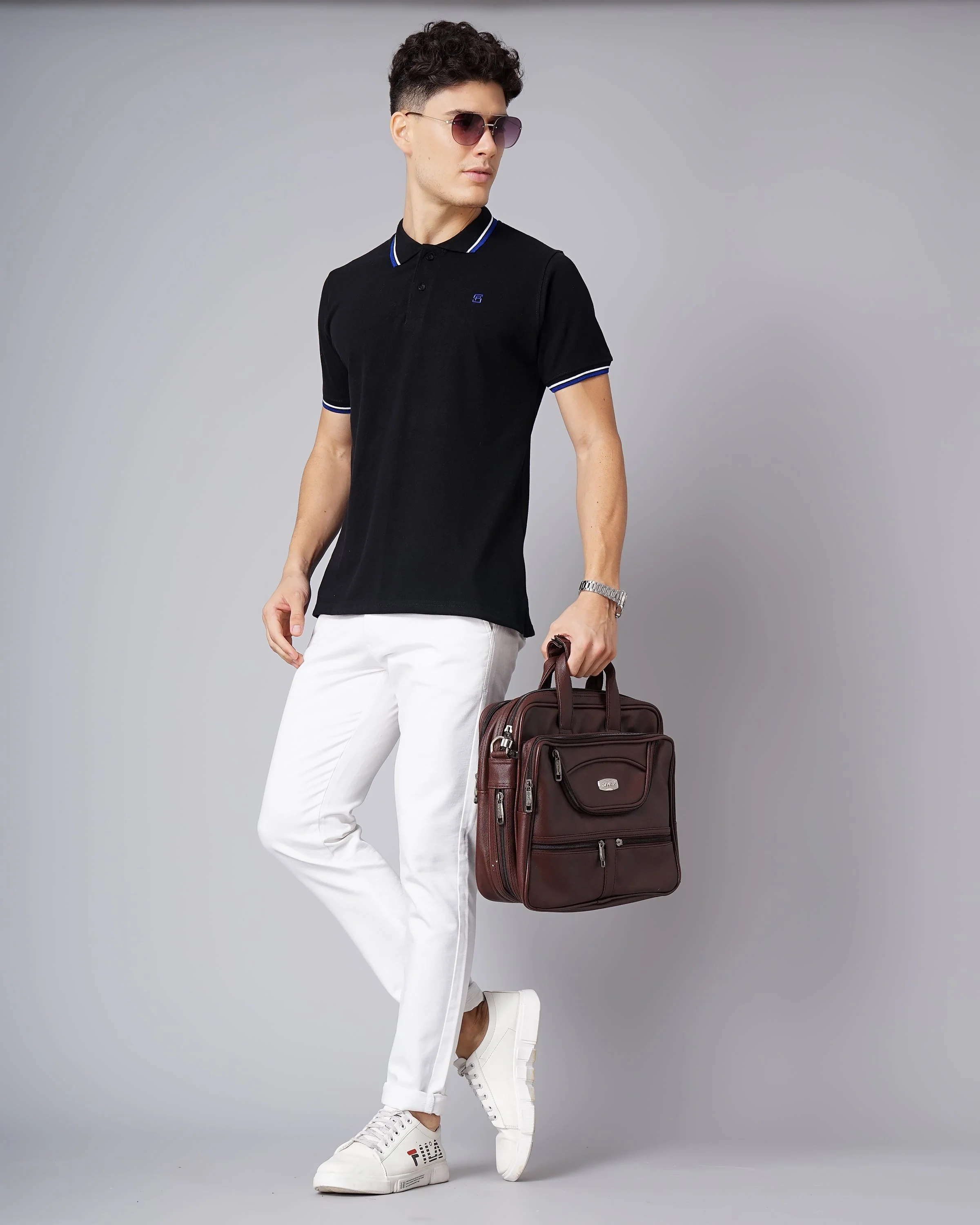 Men Polo Black T-Shirt - Image 2