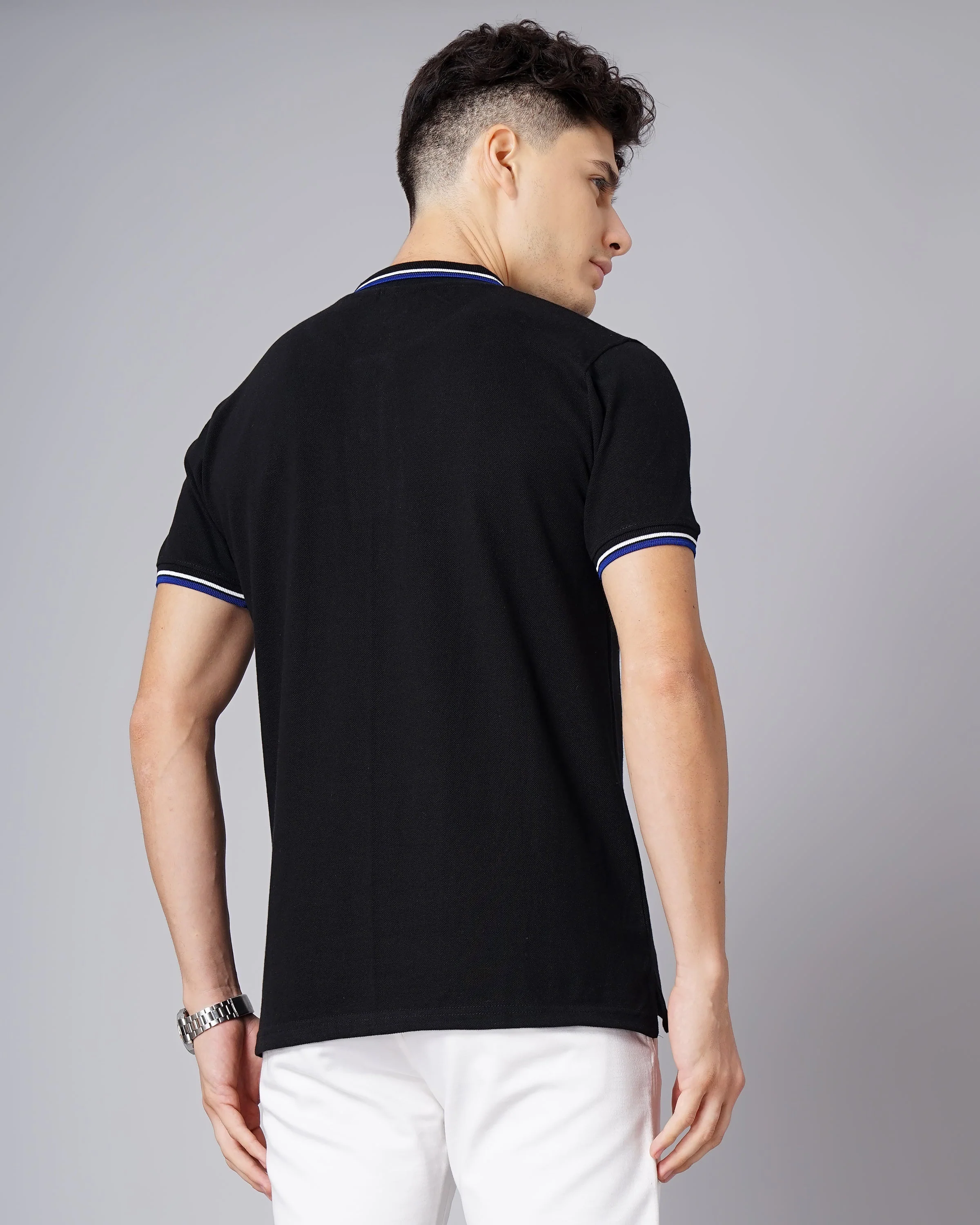 Men Polo Black T-Shirt - Image 3