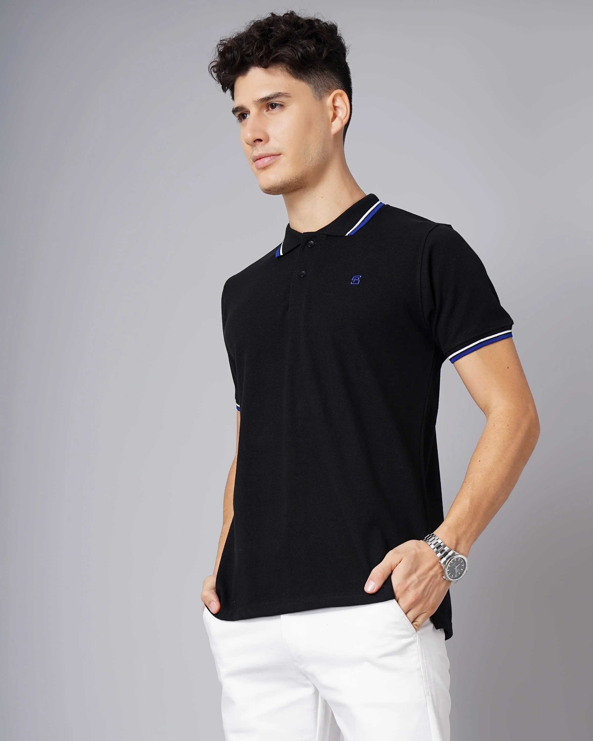 Men Polo Black T-Shirt - Image 4