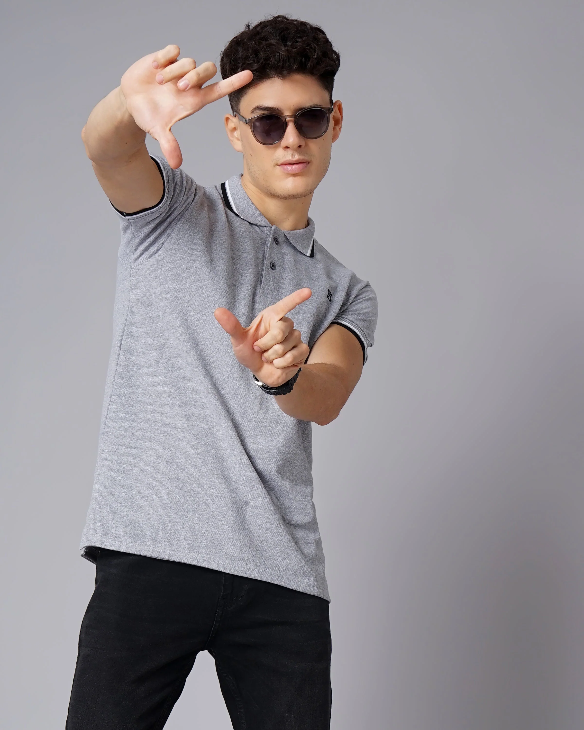 Men Polo Grey T-Shirt - Image 2