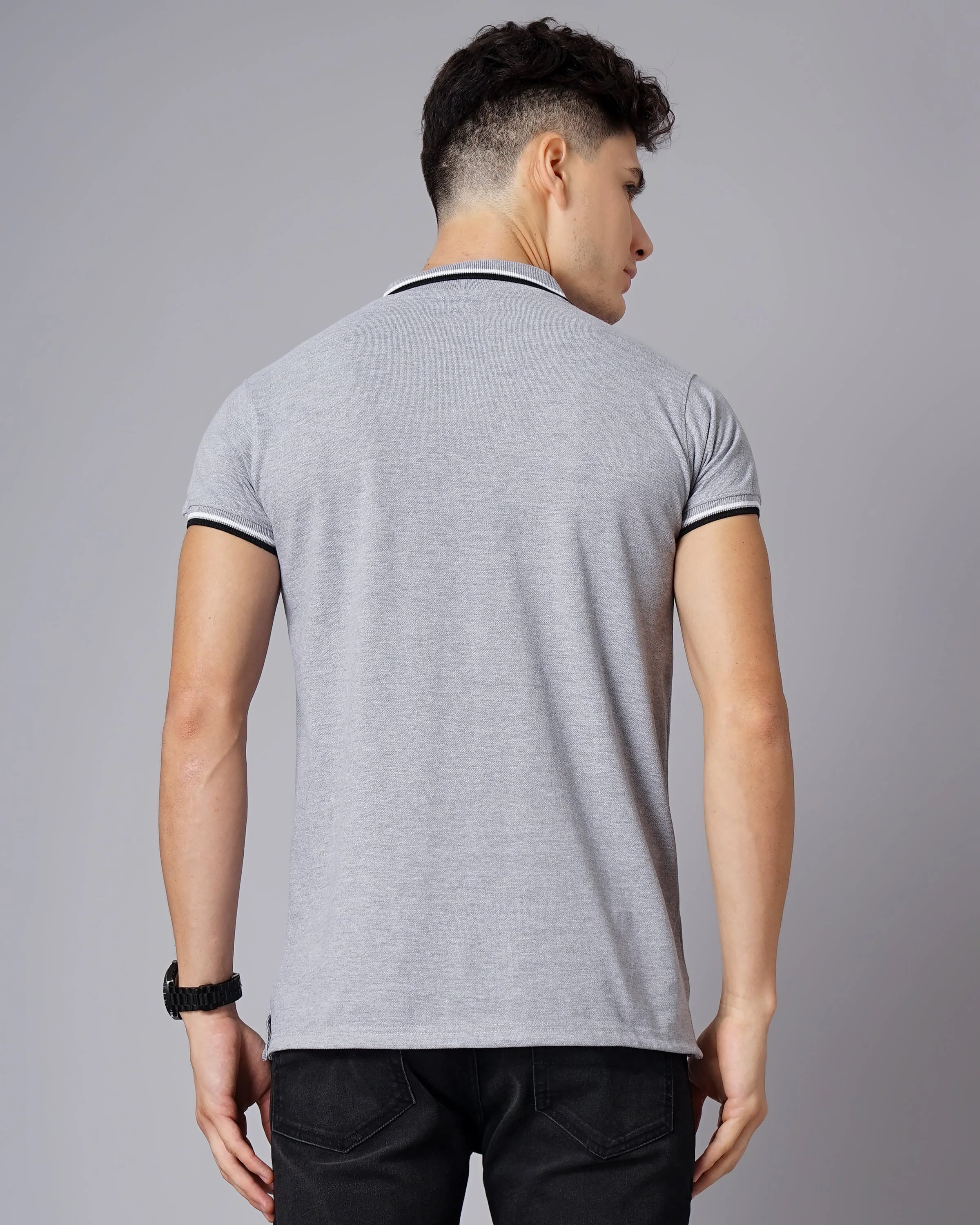 Men Polo Grey T-Shirt - Image 3
