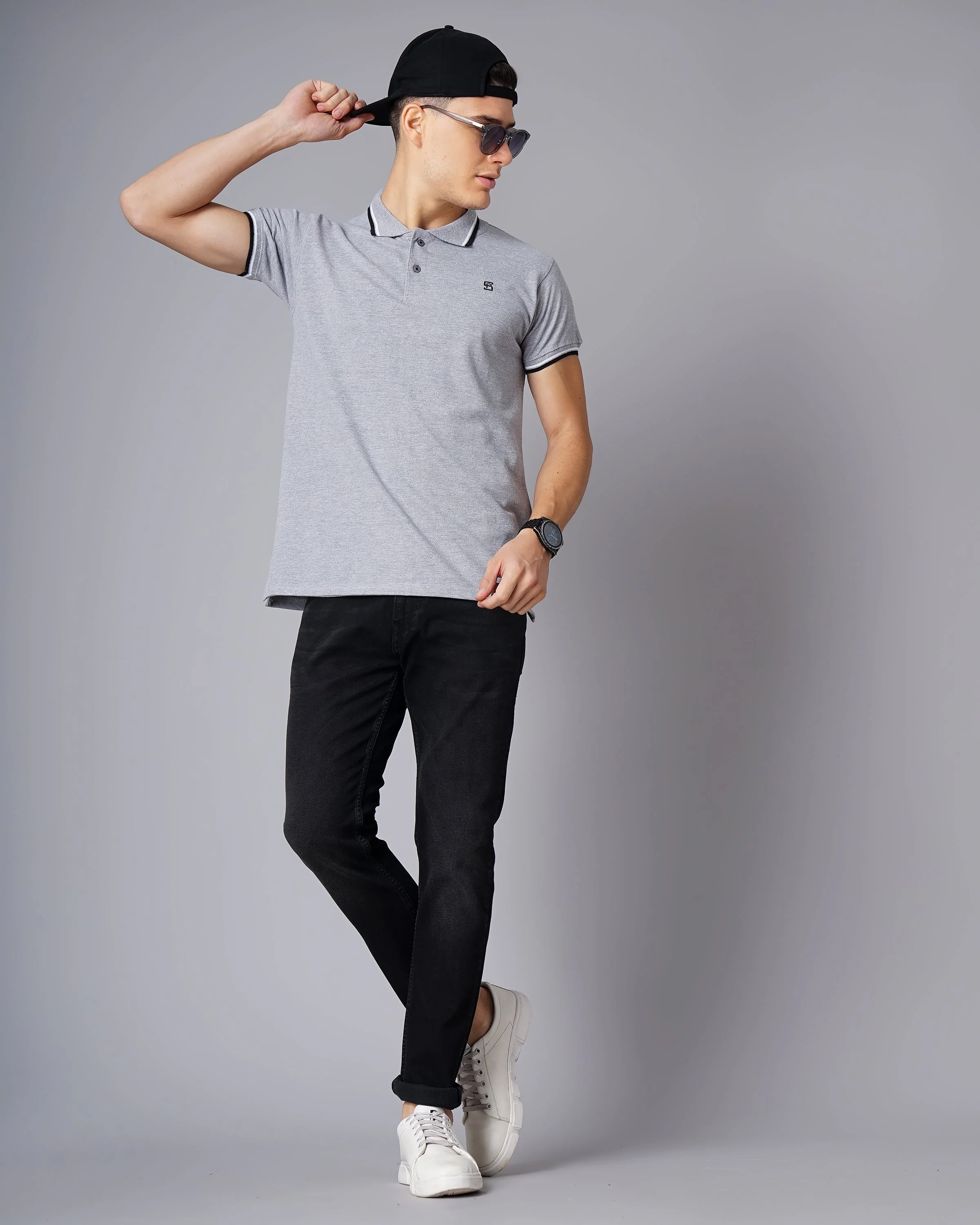 Men Polo Grey T-Shirt - Image 4