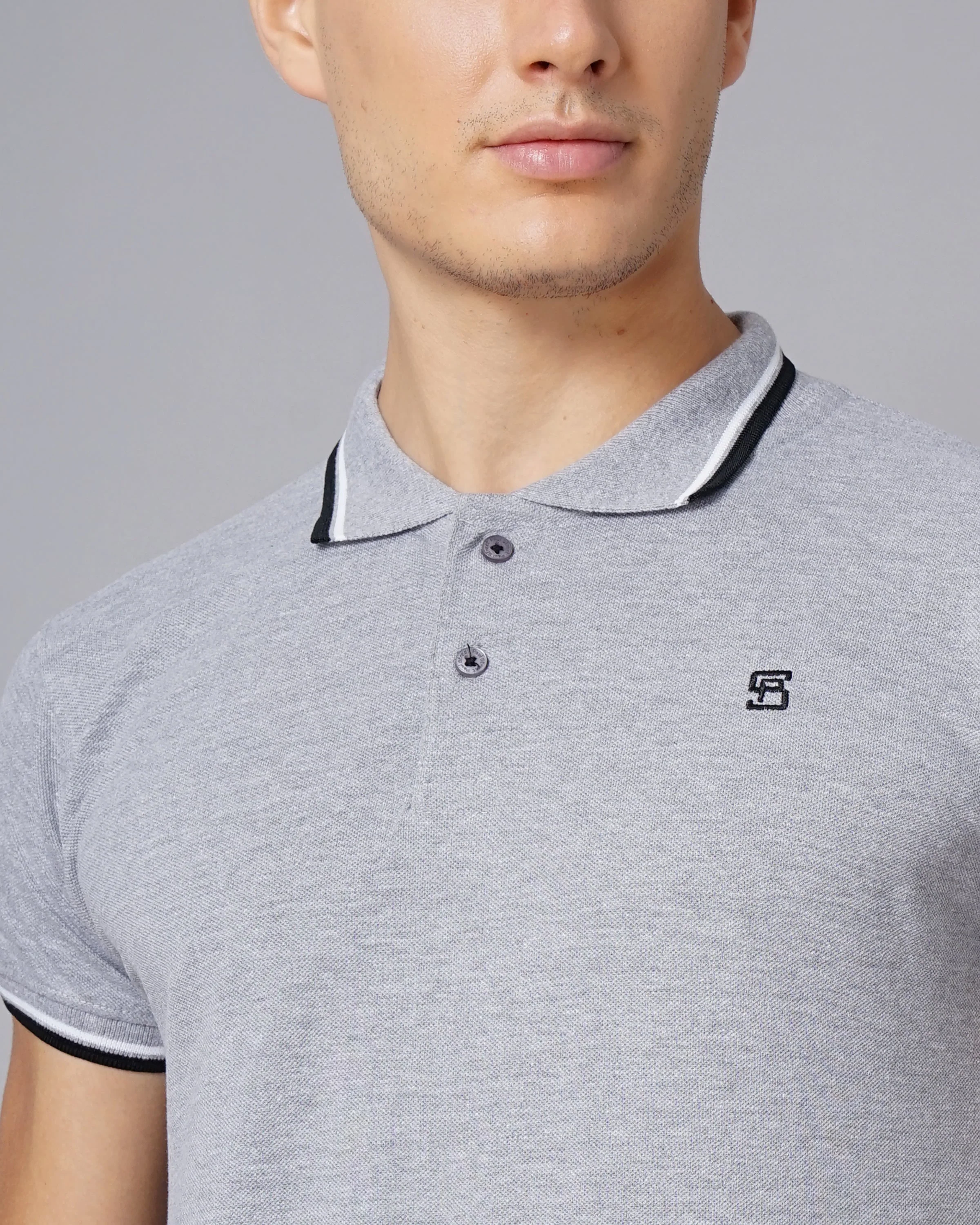 Men Polo Grey T-Shirt - Image 6