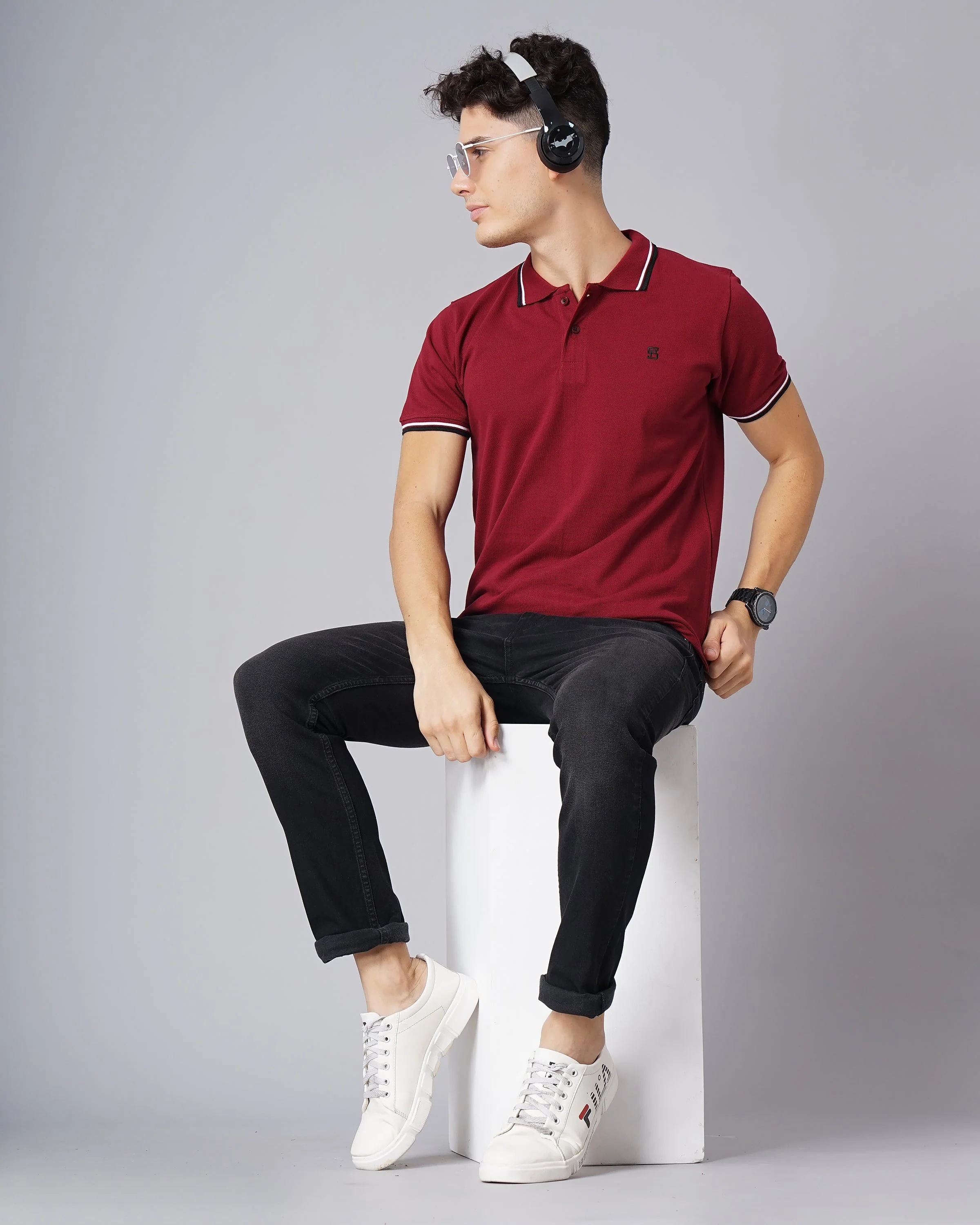 Men Polo Maroon T-Shirt - Image 2