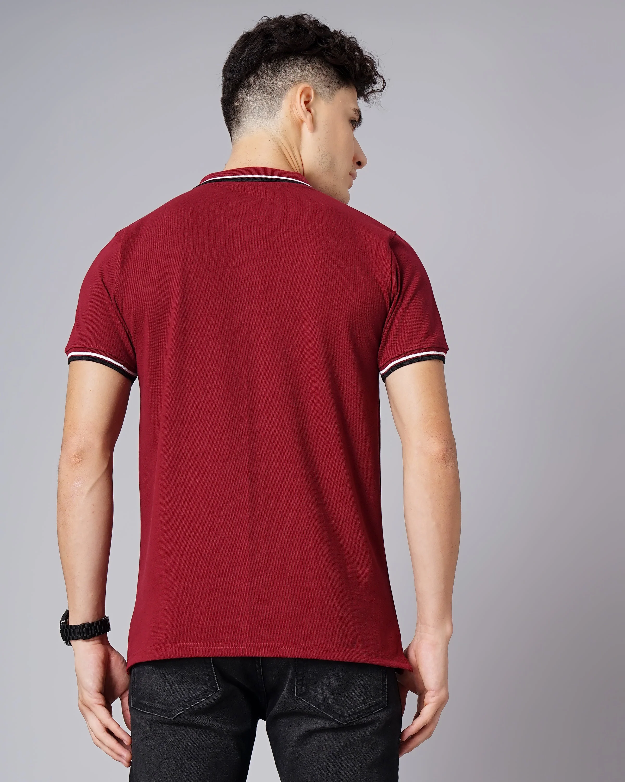 Men Polo Maroon T-Shirt - Image 3