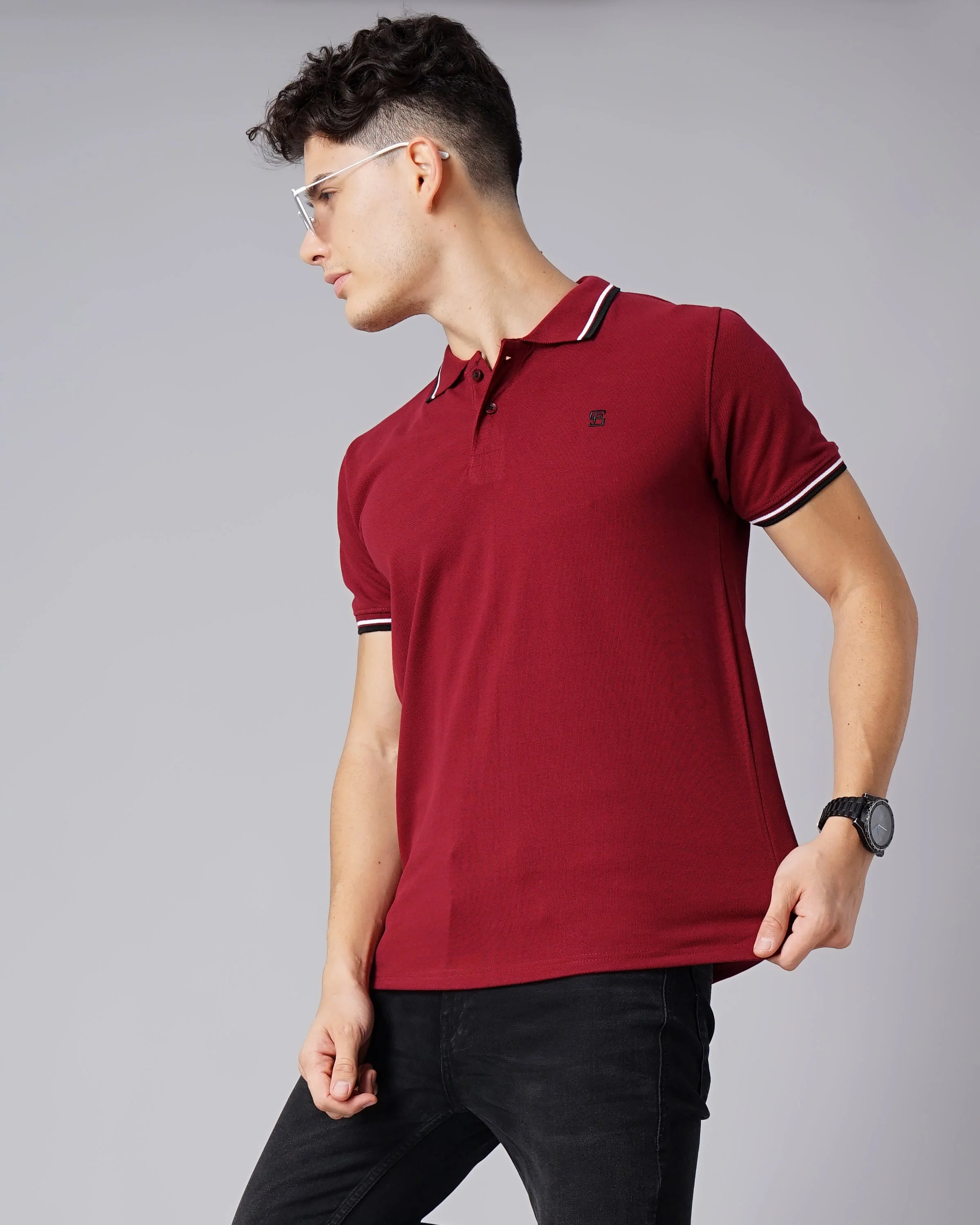 Men Polo Maroon T-Shirt - Image 4