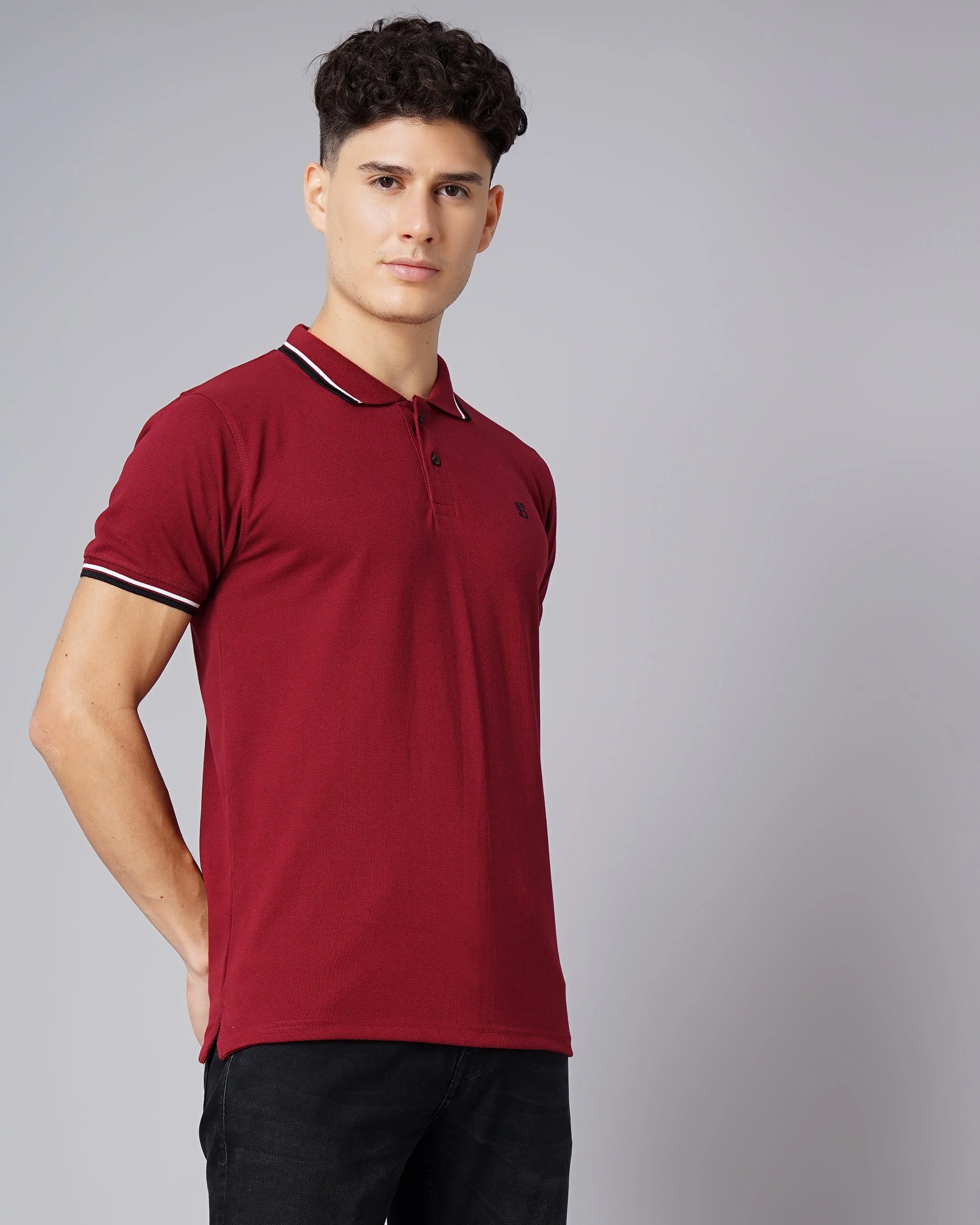 Men Polo Maroon T-Shirt - Image 5