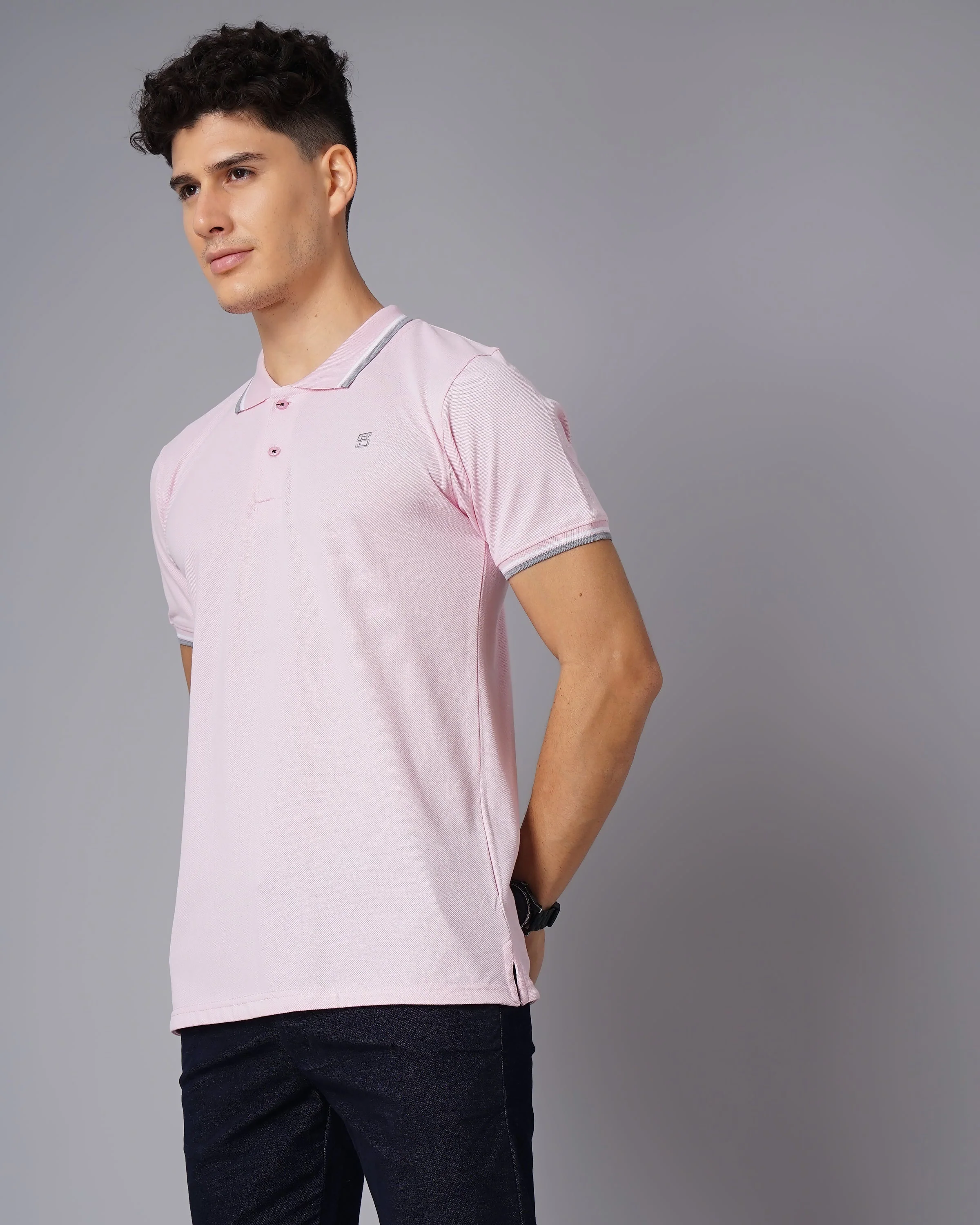 Men Polo Pink T-Shirt - Image 4