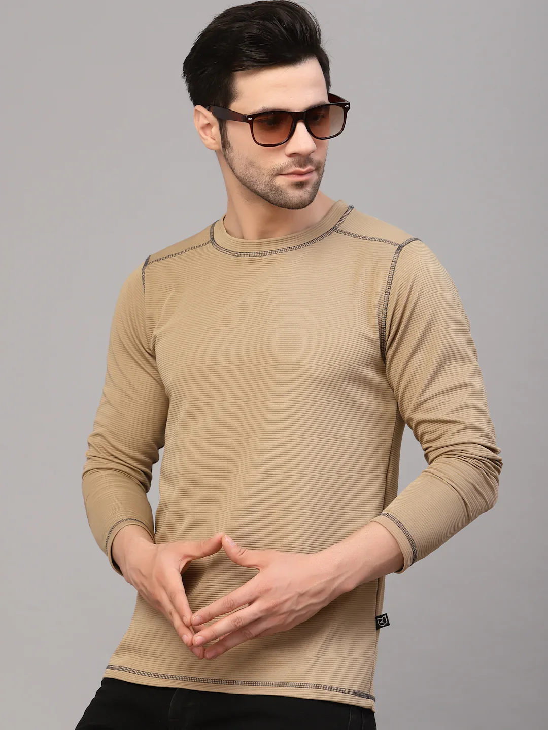 Men Poly Corduroy Round Neck TShirt - Image 2