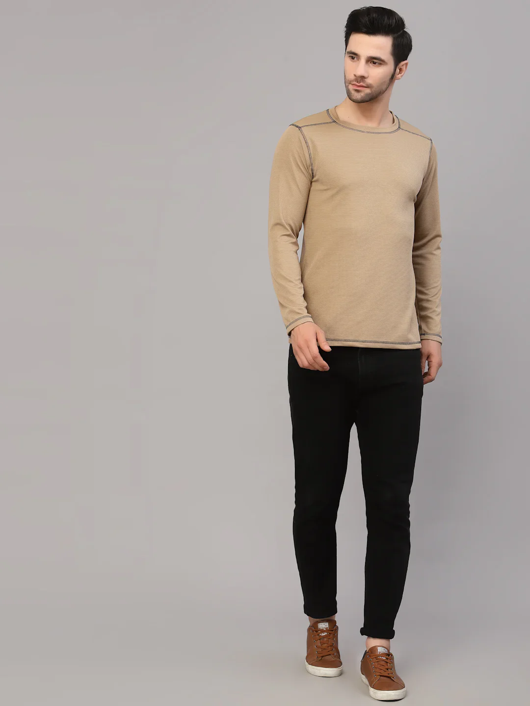 Men Poly Corduroy Round Neck TShirt - Image 4