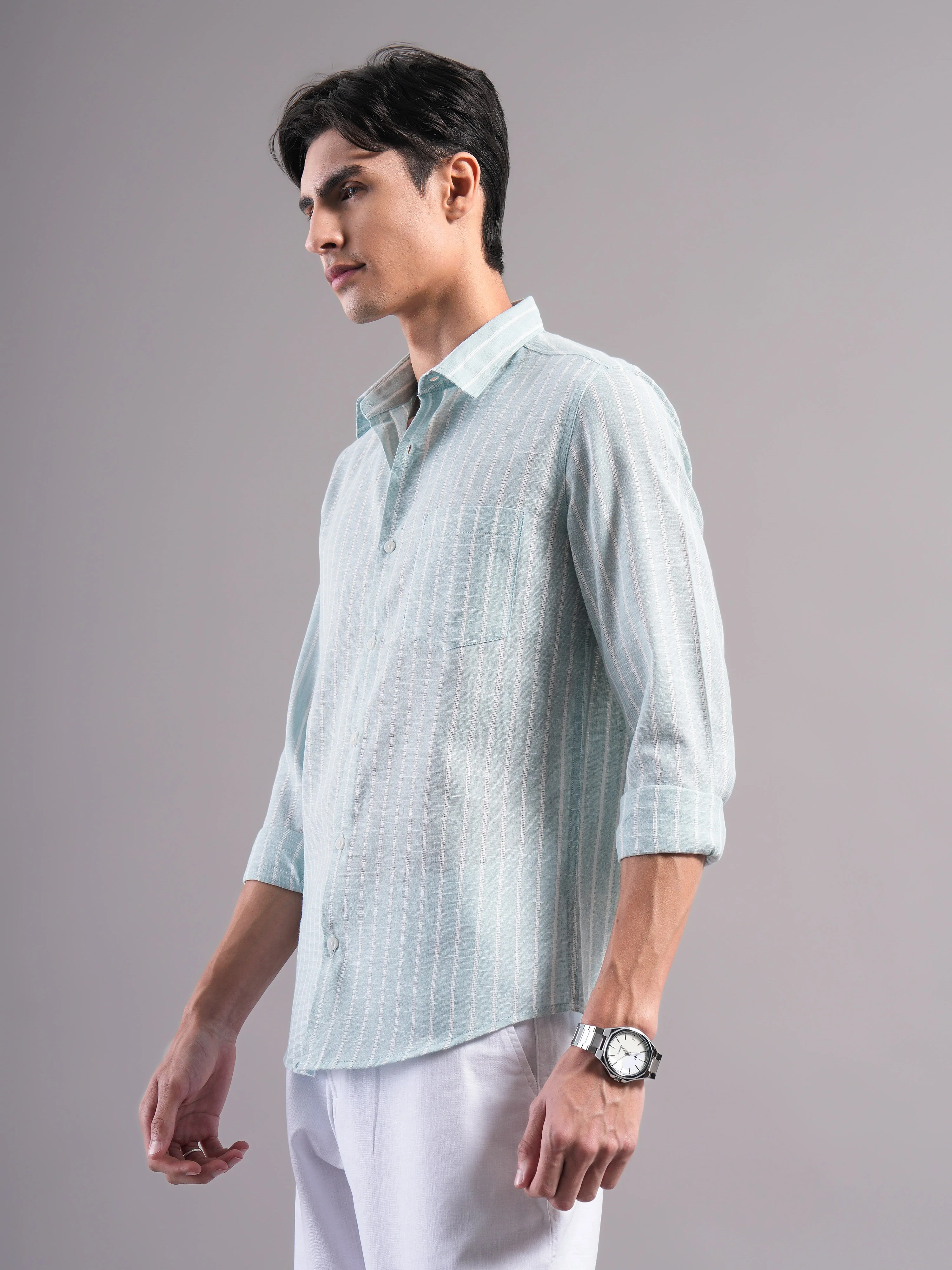 Men Polycotton Striped Shirts - Image 3