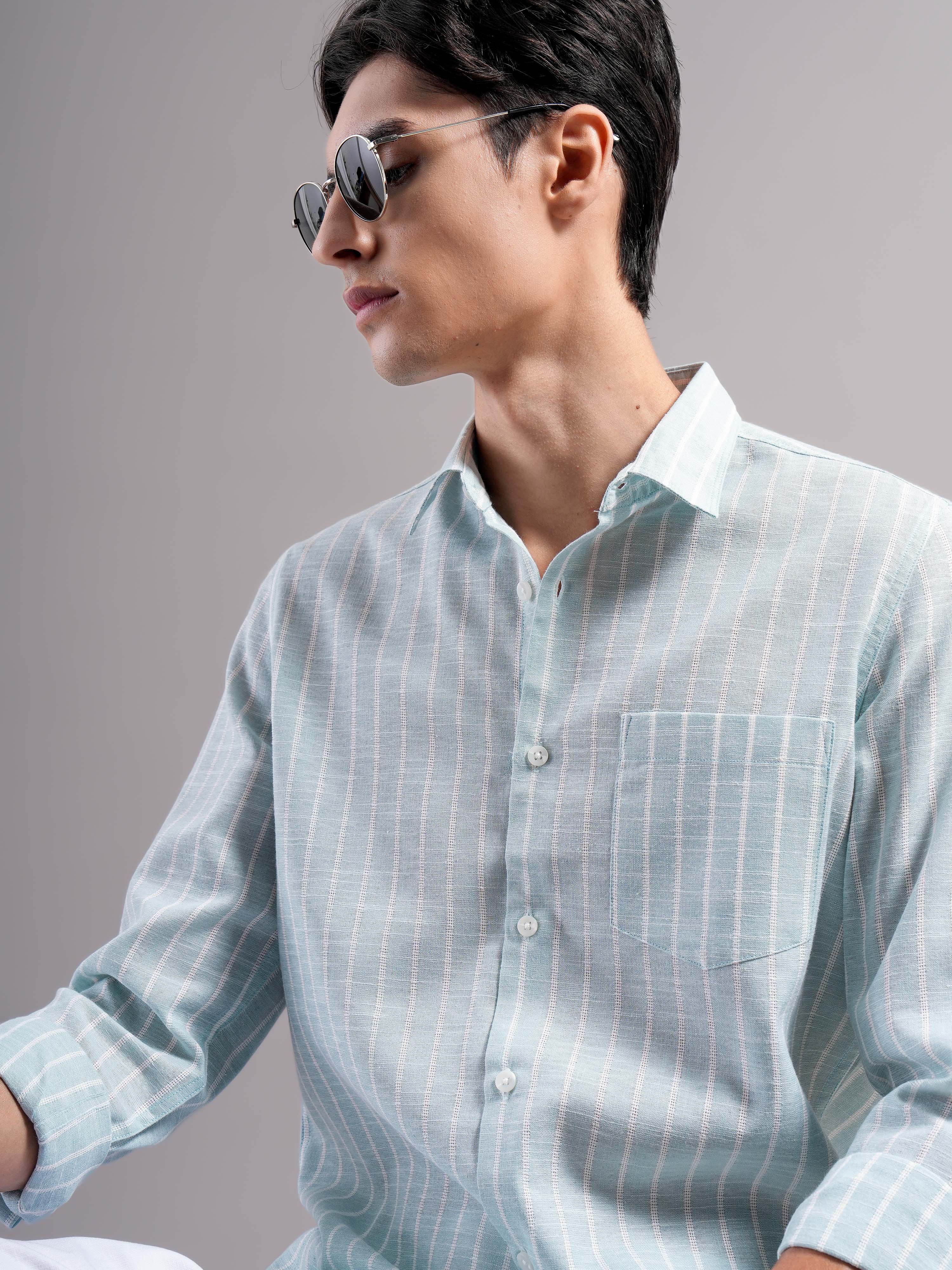 Men Polycotton Striped Shirts - Image 5