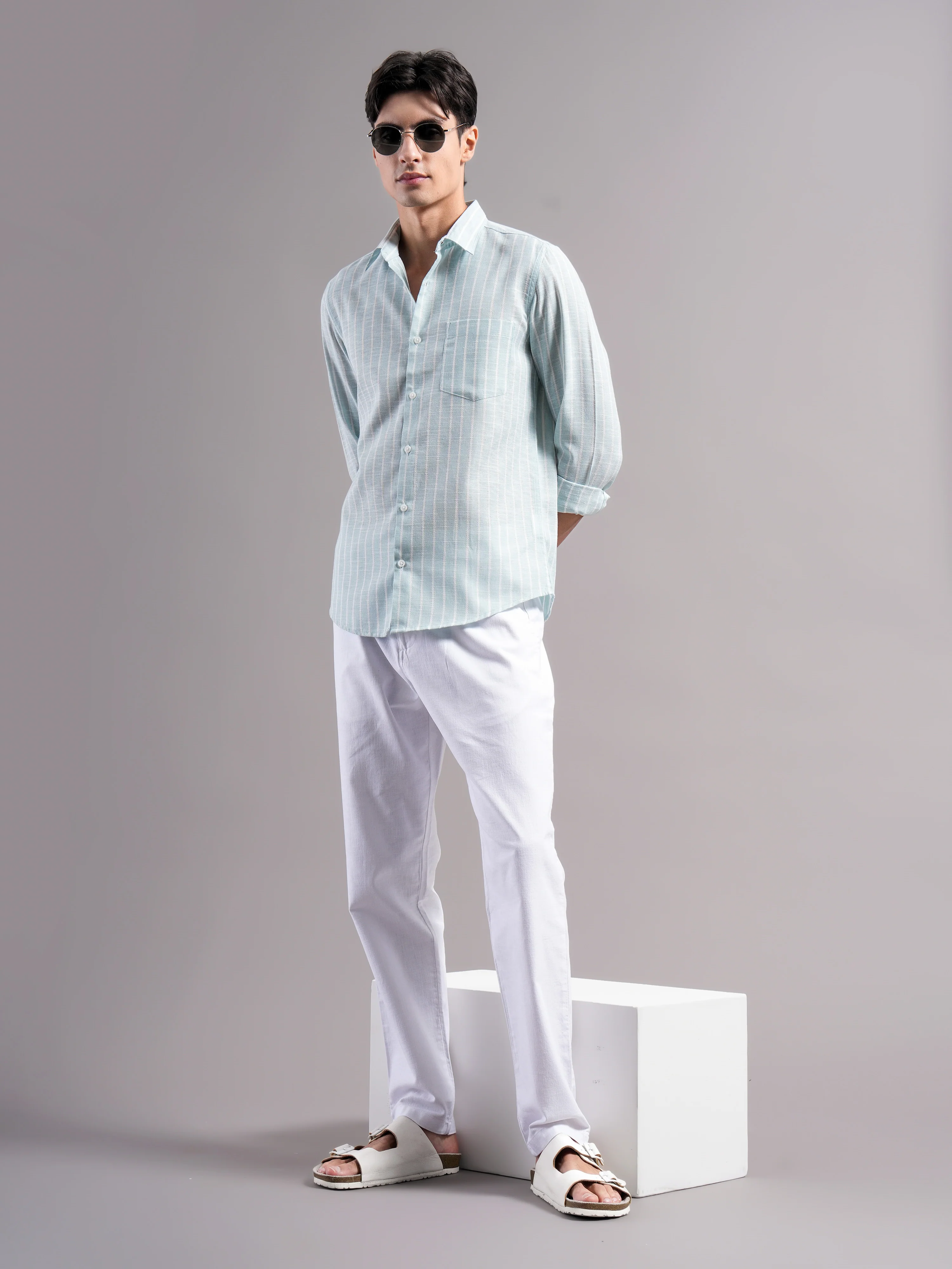 Men Polycotton Striped Shirts - Image 6
